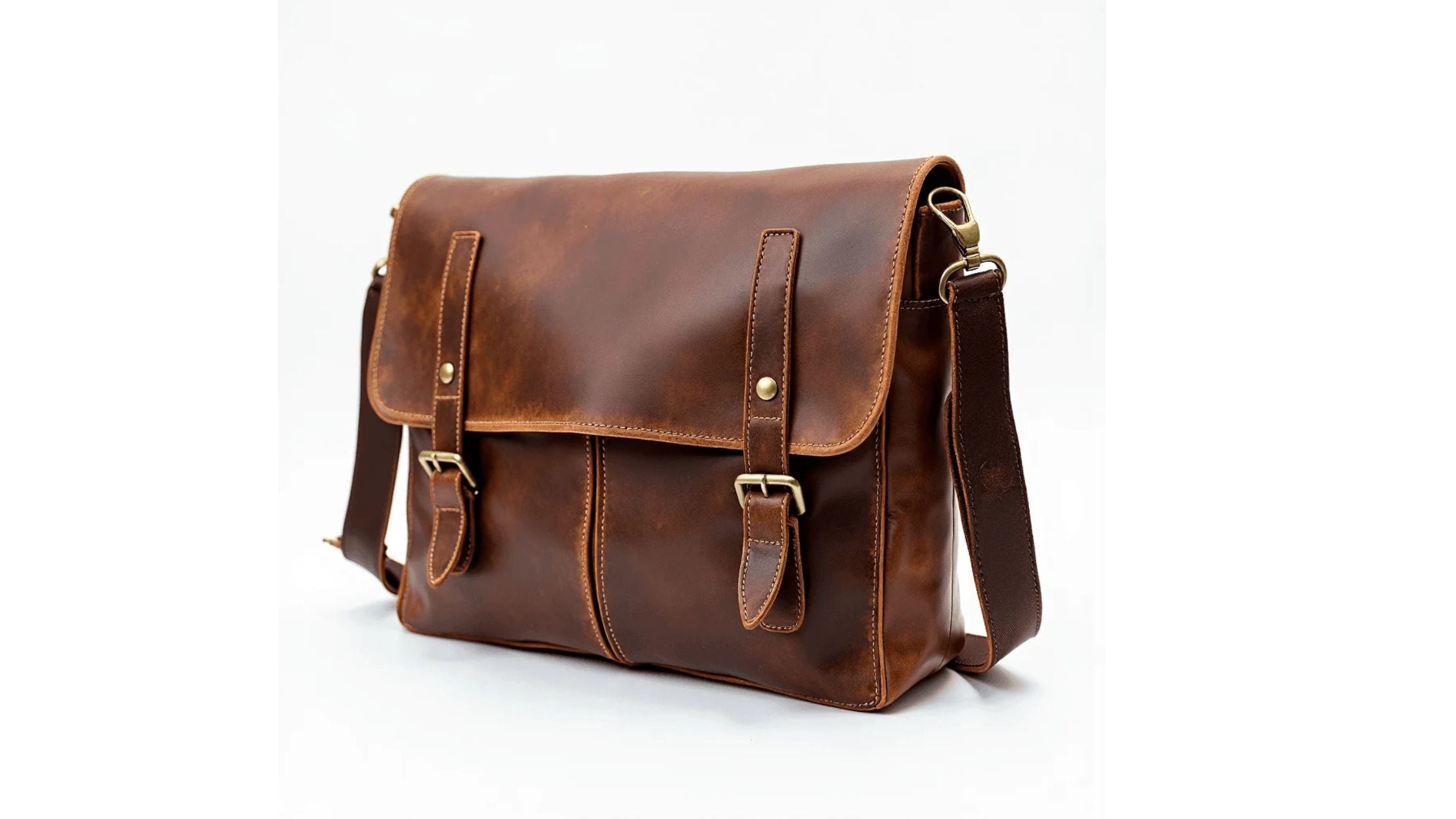 men's leather messenger bag