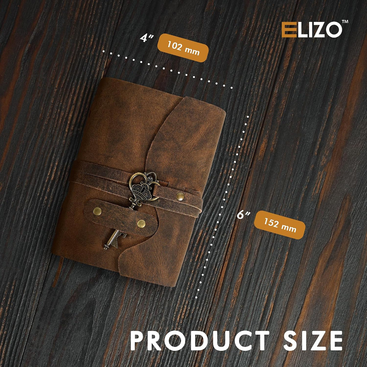 Leather Journal (4X6) - Key Closure - Teak Brown