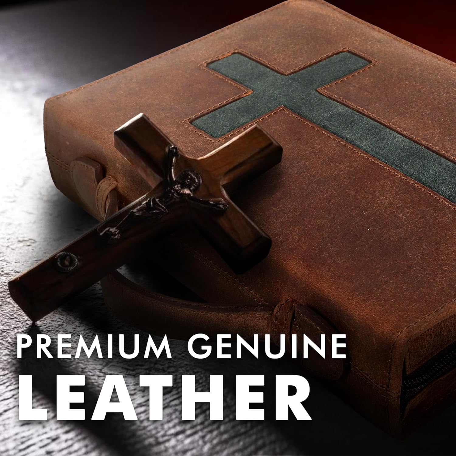 Cross Leather Bible Cover