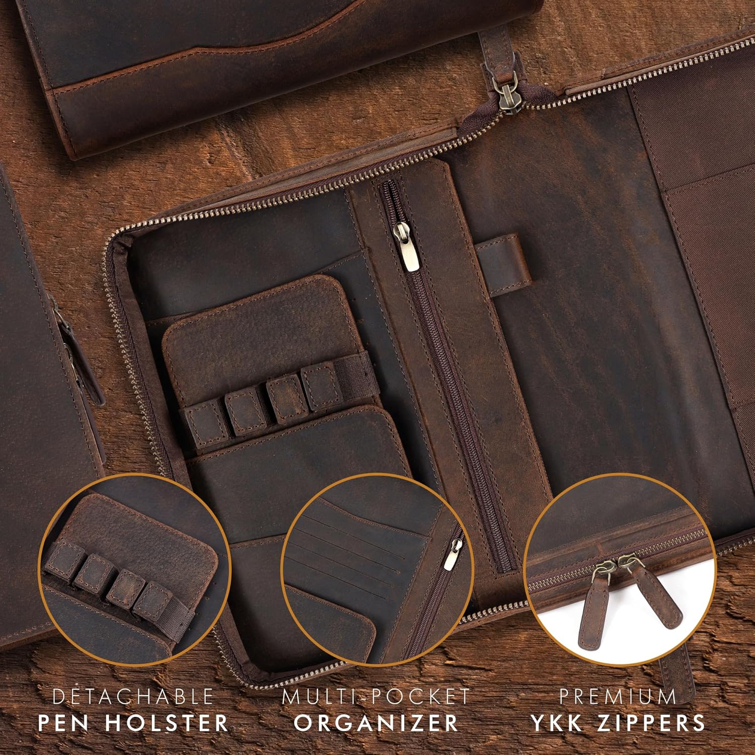 A5 Leather Portfolio & Notebook Cover (Coffee)