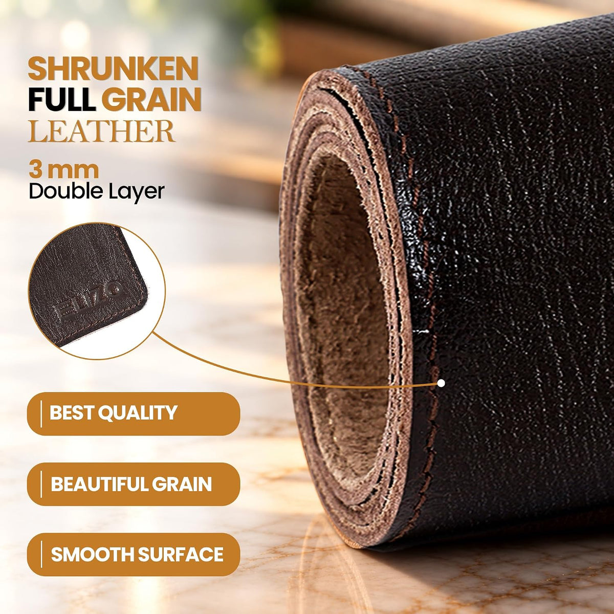 Leather Desk Mat Set (3mm) Double layer (Vintage Brown)