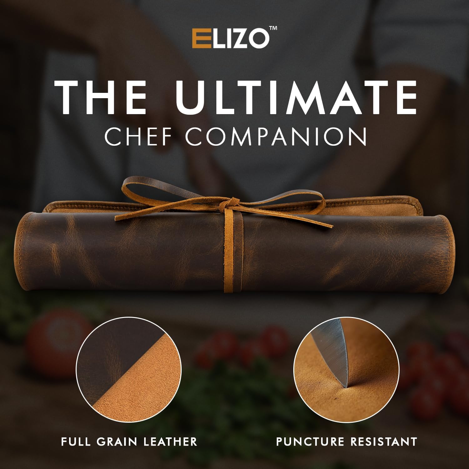 Full Grain Leather Knife Roll for Chefs (6 Slot)
