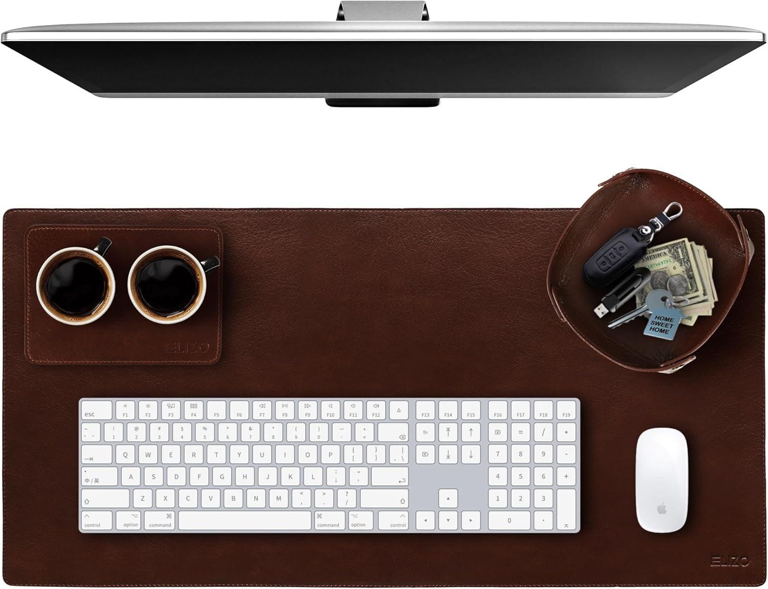Leather Desk Mat Set (3mm) Double layer (Chestnut) - Elizo