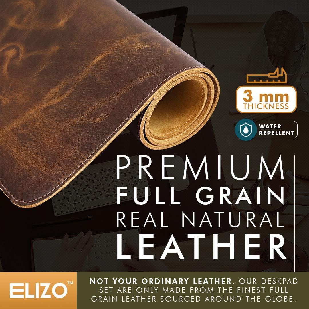 Leather Desk Mat Set (3mm) Double layer (Antique) - Elizo