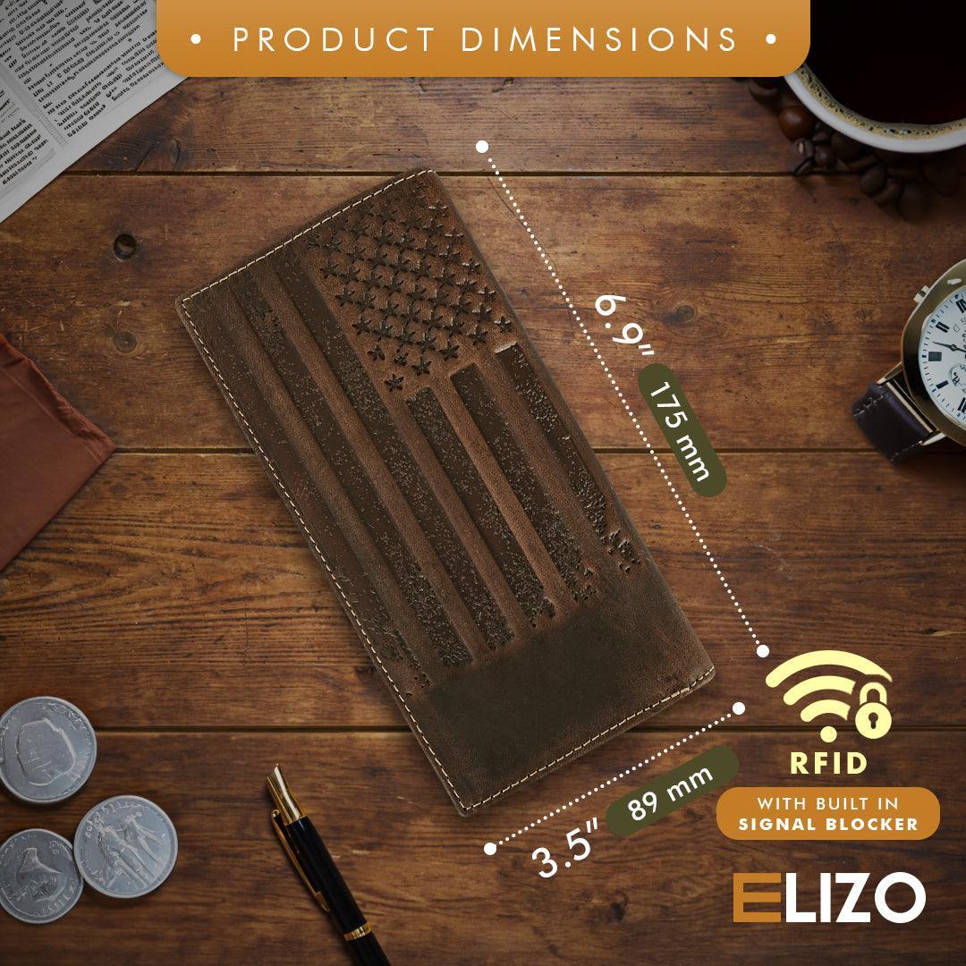 Mens Long Wallet (Large American Flag) - Elizo