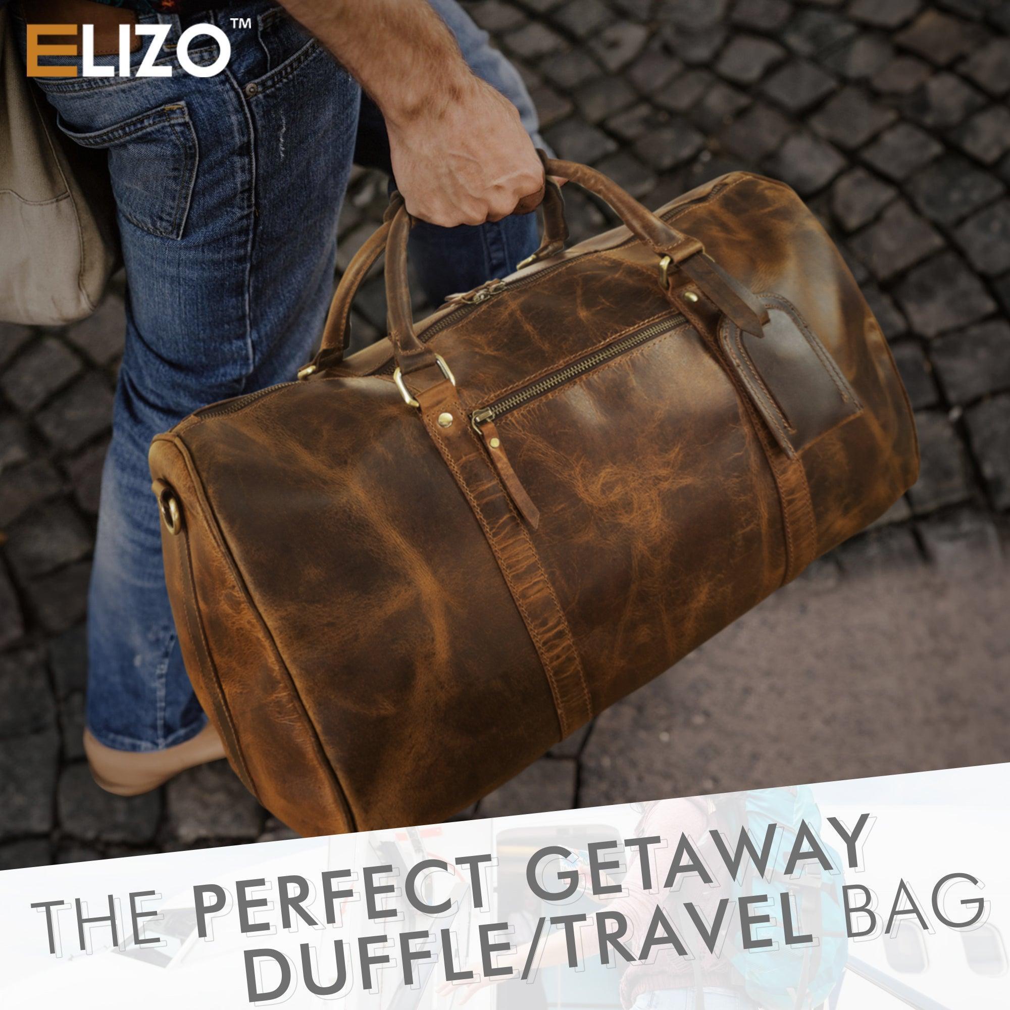 Personlized Leather Duffle Bag (Antique) - Elizo