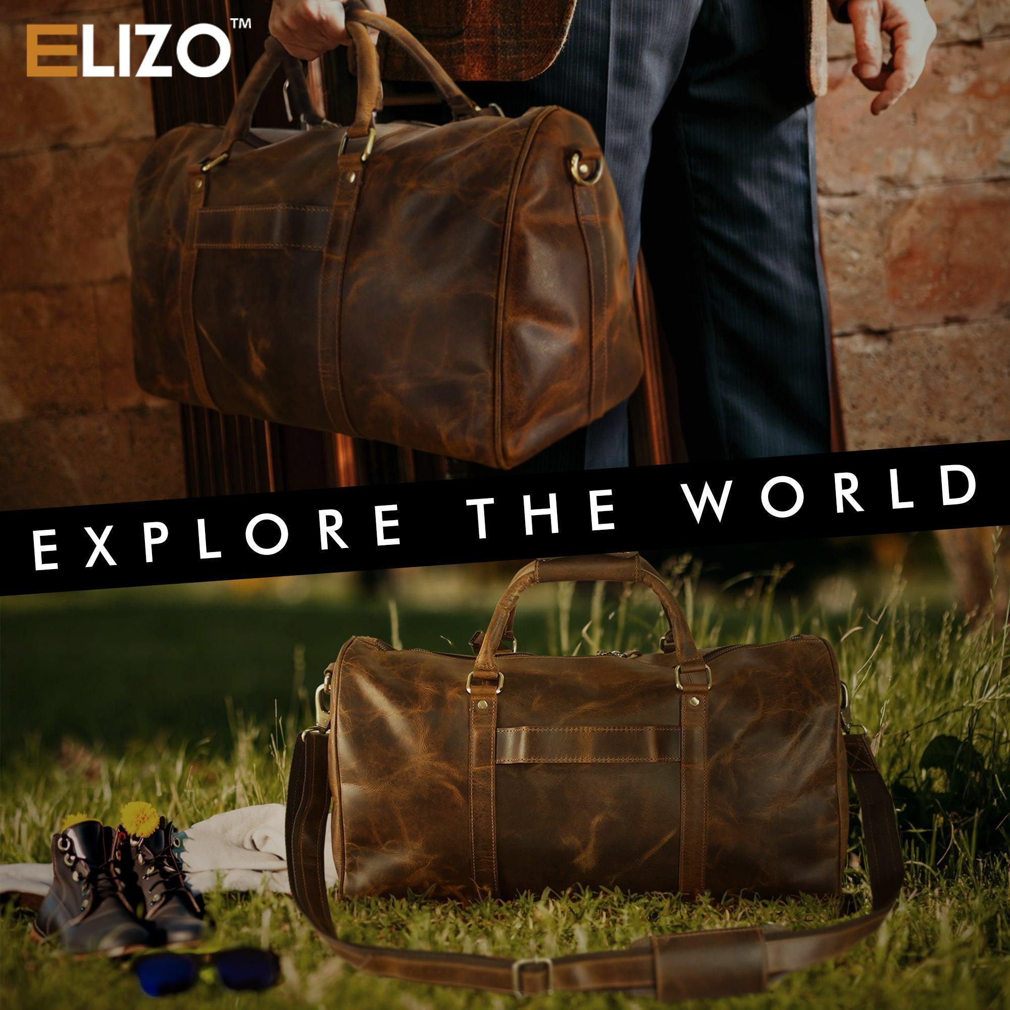 Personlized Leather Duffle Bag (Antique) - Elizo