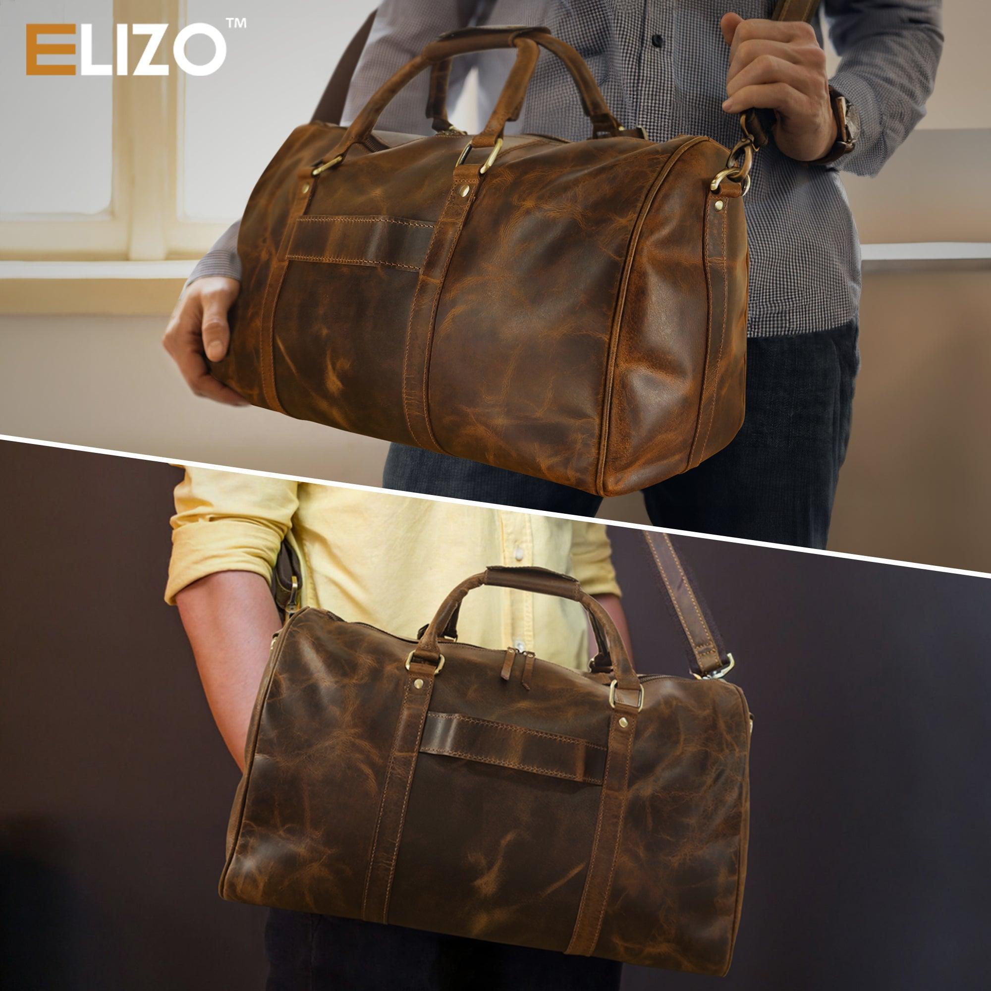 Personlized Leather Duffle Bag (Antique) - Elizo