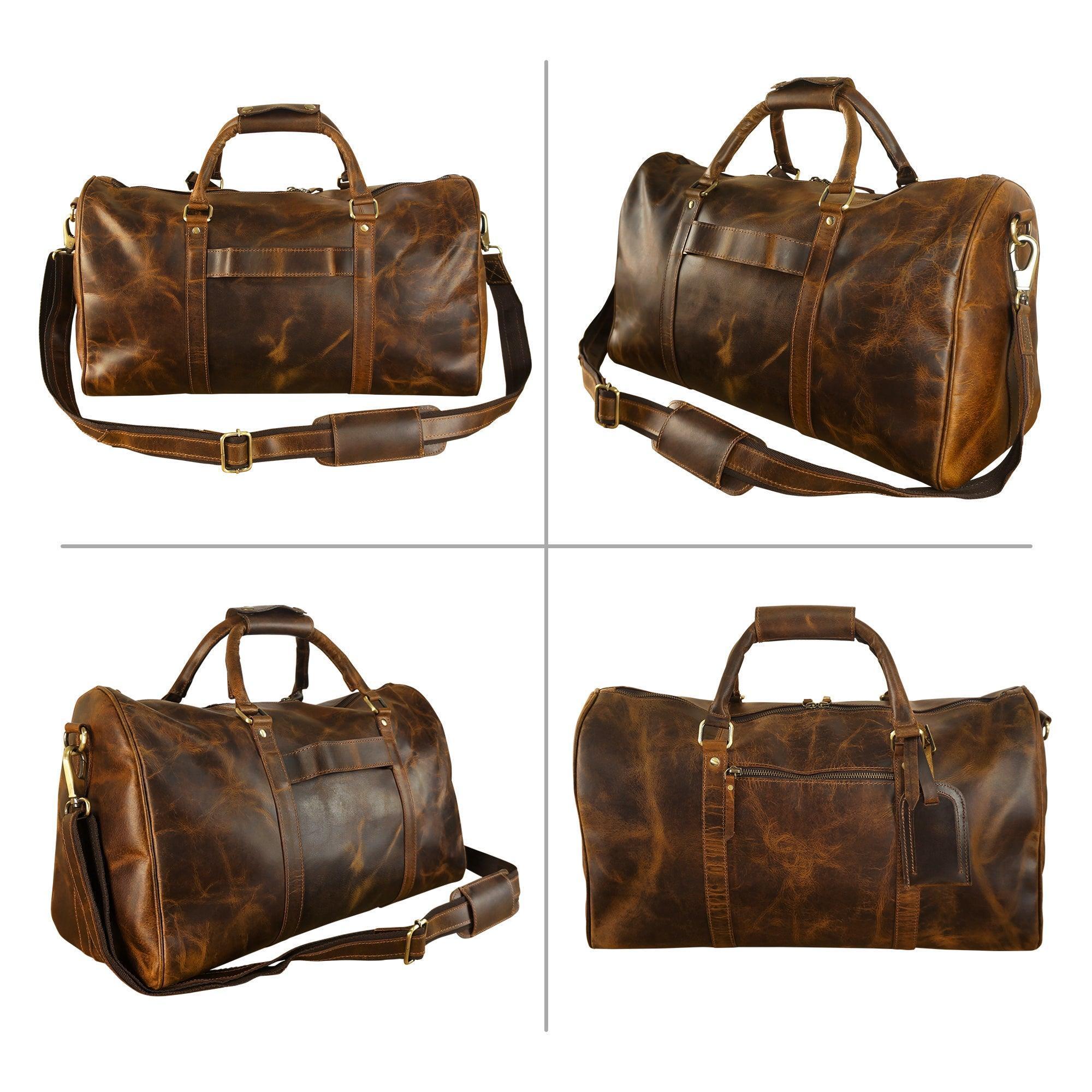 Personlized Leather Duffle Bag (Antique) - Elizo