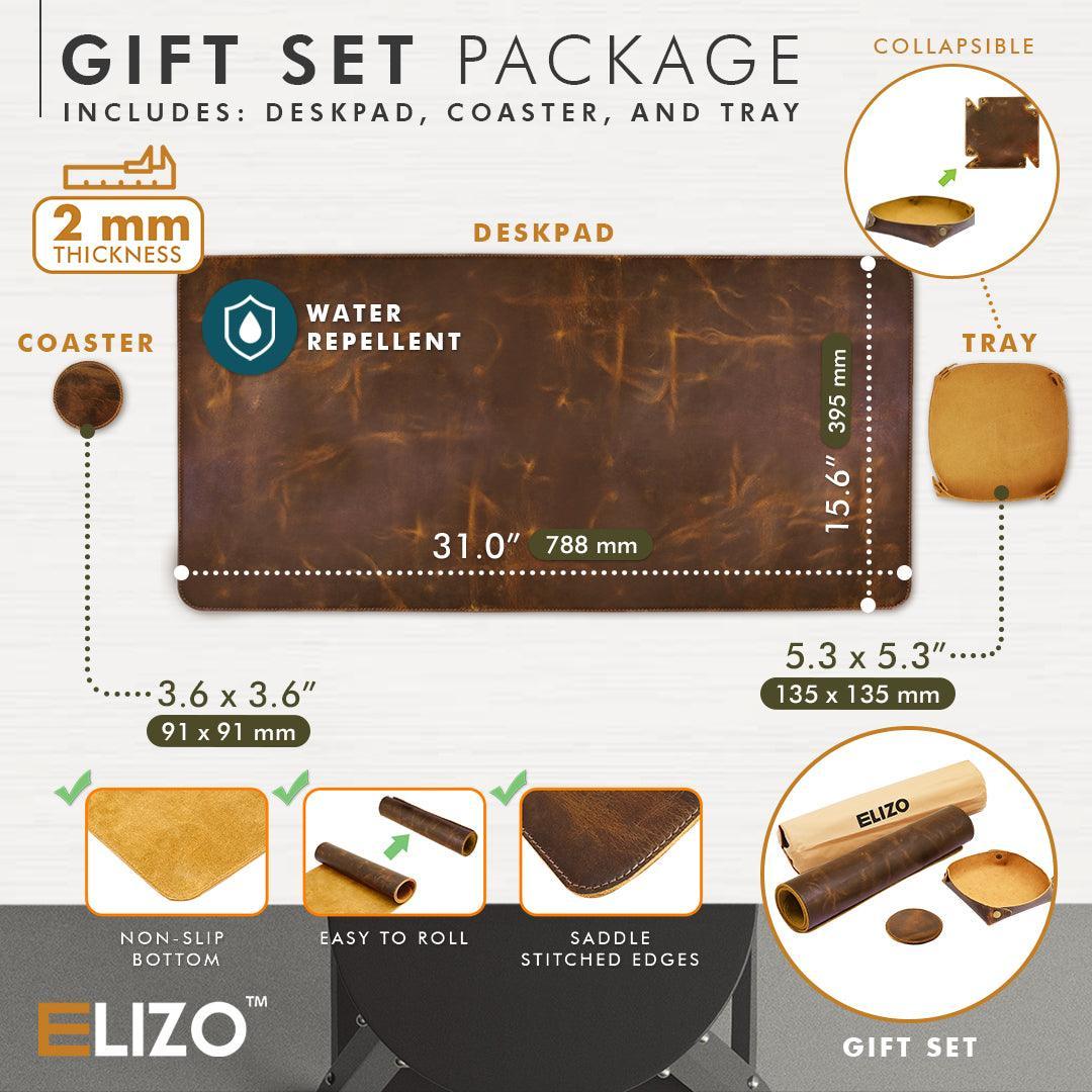 Leather Desk Pad Set (Antique) - Elizo