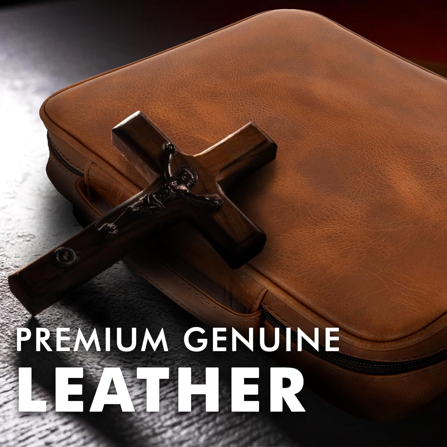 Study Leather Bible Case (Tan)