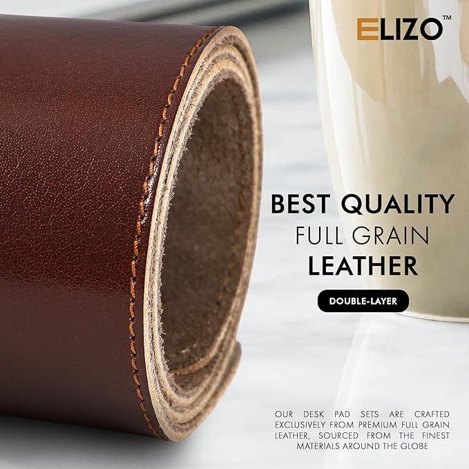 Leather Desk Mat Set (3mm) Double layer (Bourbon) - Elizo