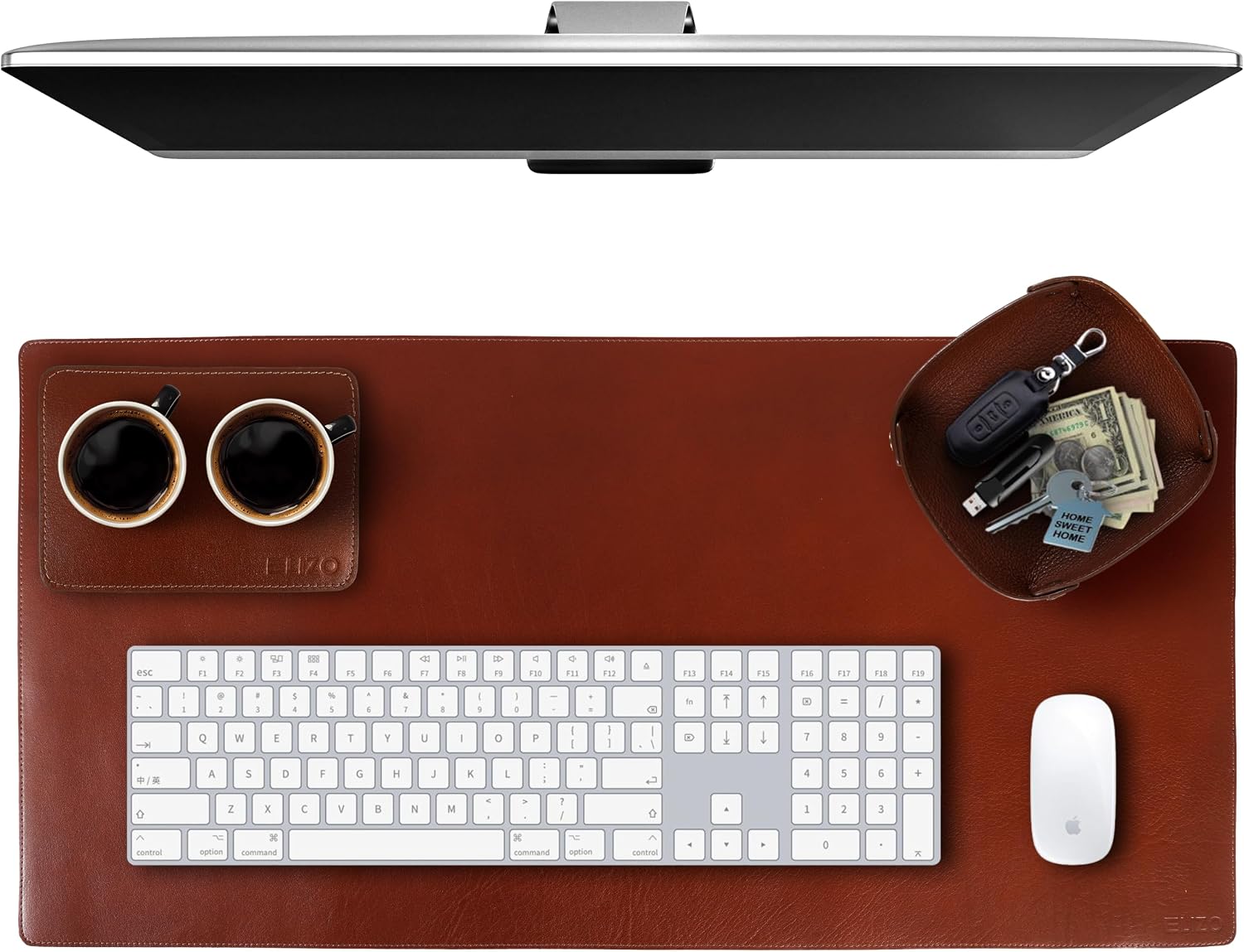 Leather Desk Mat Set (3mm) Double layer (Camel)