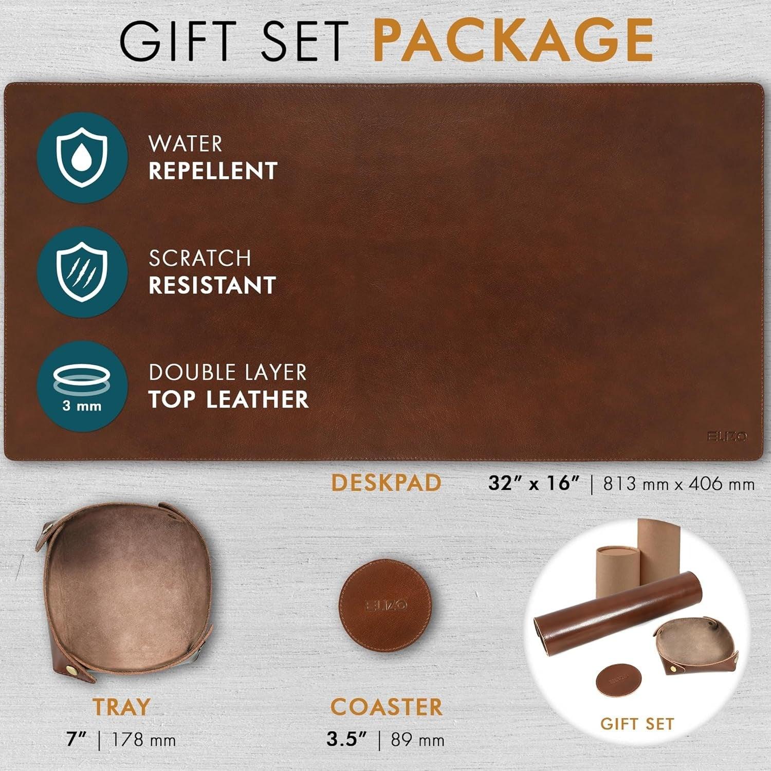 Leather Desk Mat Set (3mm) Double layer (Stag) - Elizo