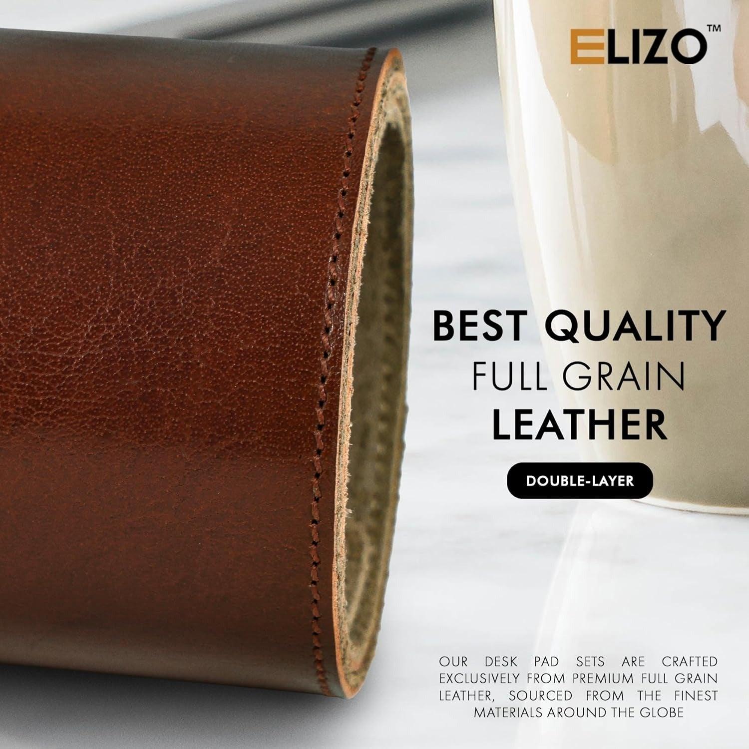 Leather Desk Mat Set (3mm) Double layer (Chestnut) - Elizo