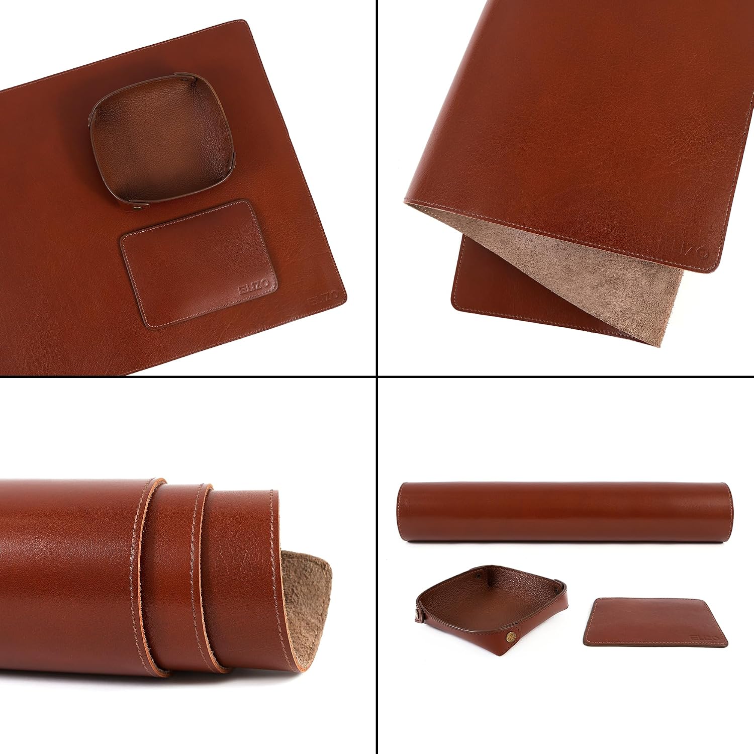 Leather Desk Mat Set (3mm) Double layer (Camel)
