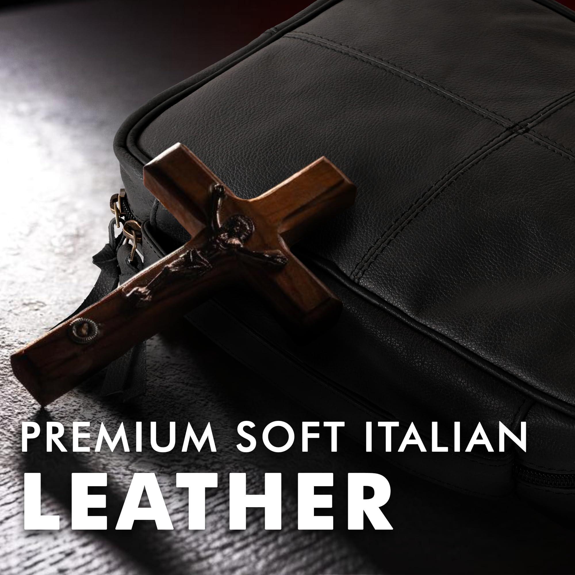 Large Leather Bible Cover Black - Elizo