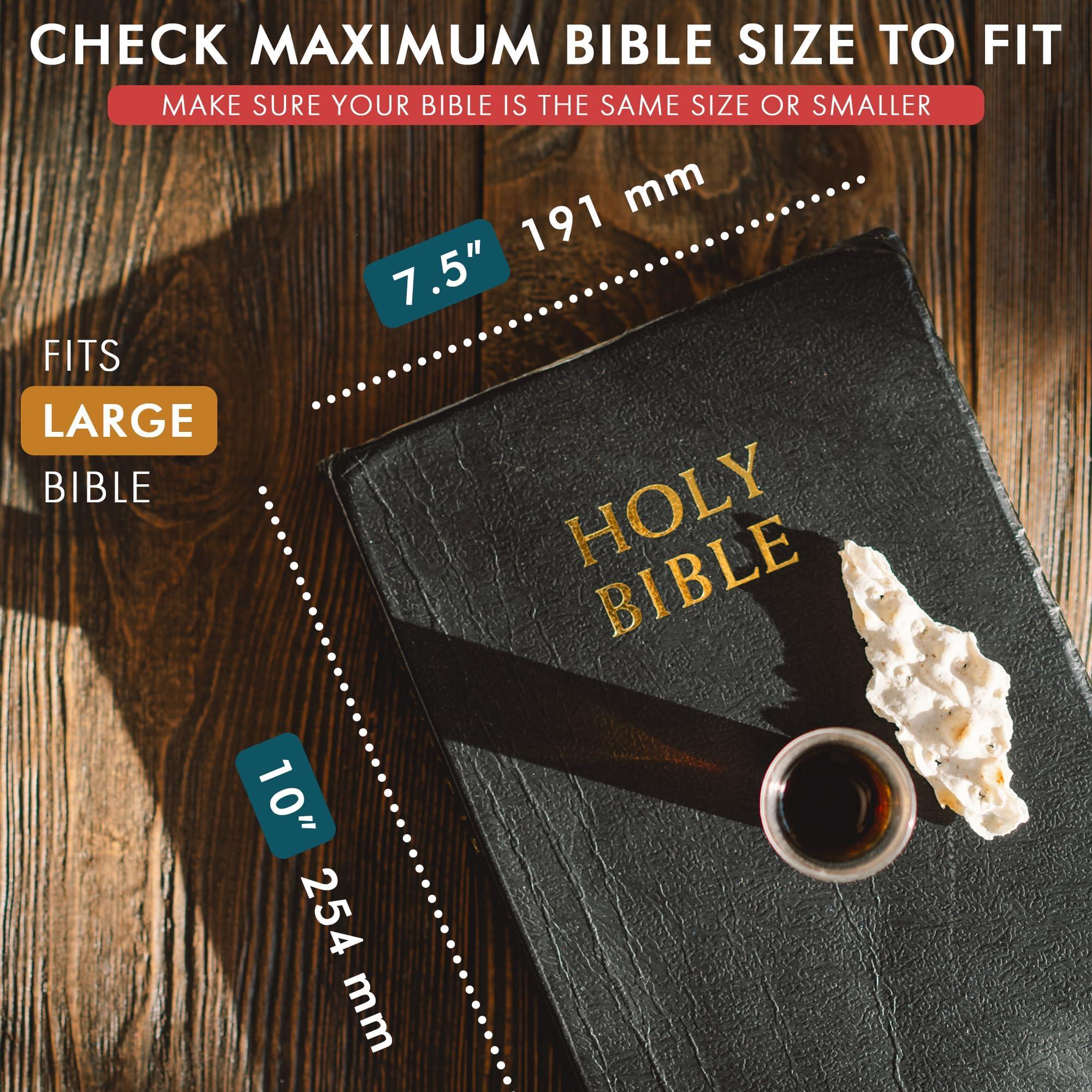 Large Leather Bible Cover Black - Elizo