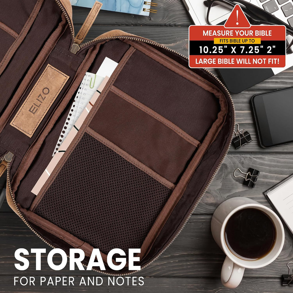 Study Leather Bible Case (Grizzly)
