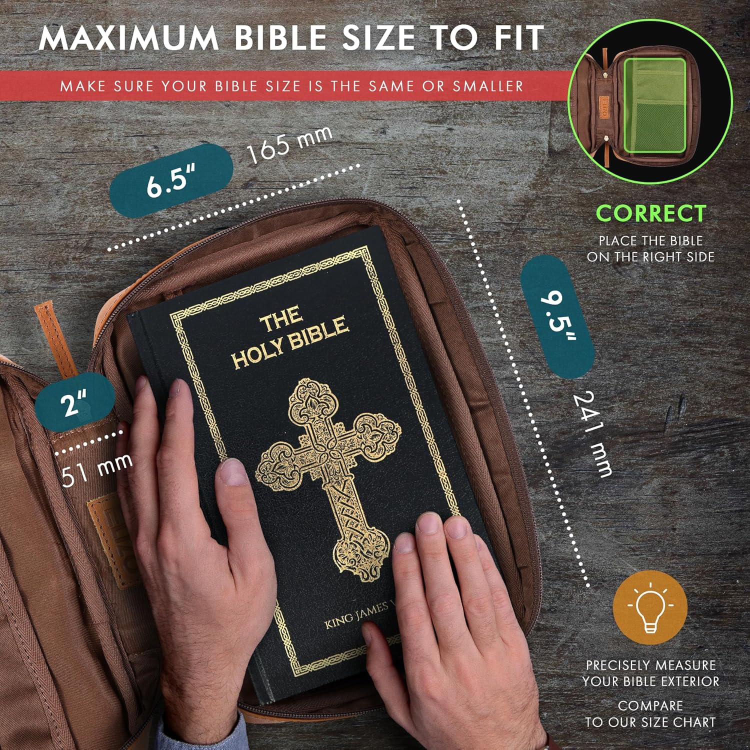 Standard Leather Bible Case (Tan)