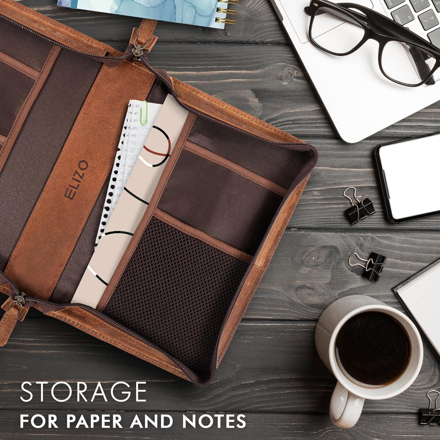 Study Leather Bible Case (Saddle Red/Cross)