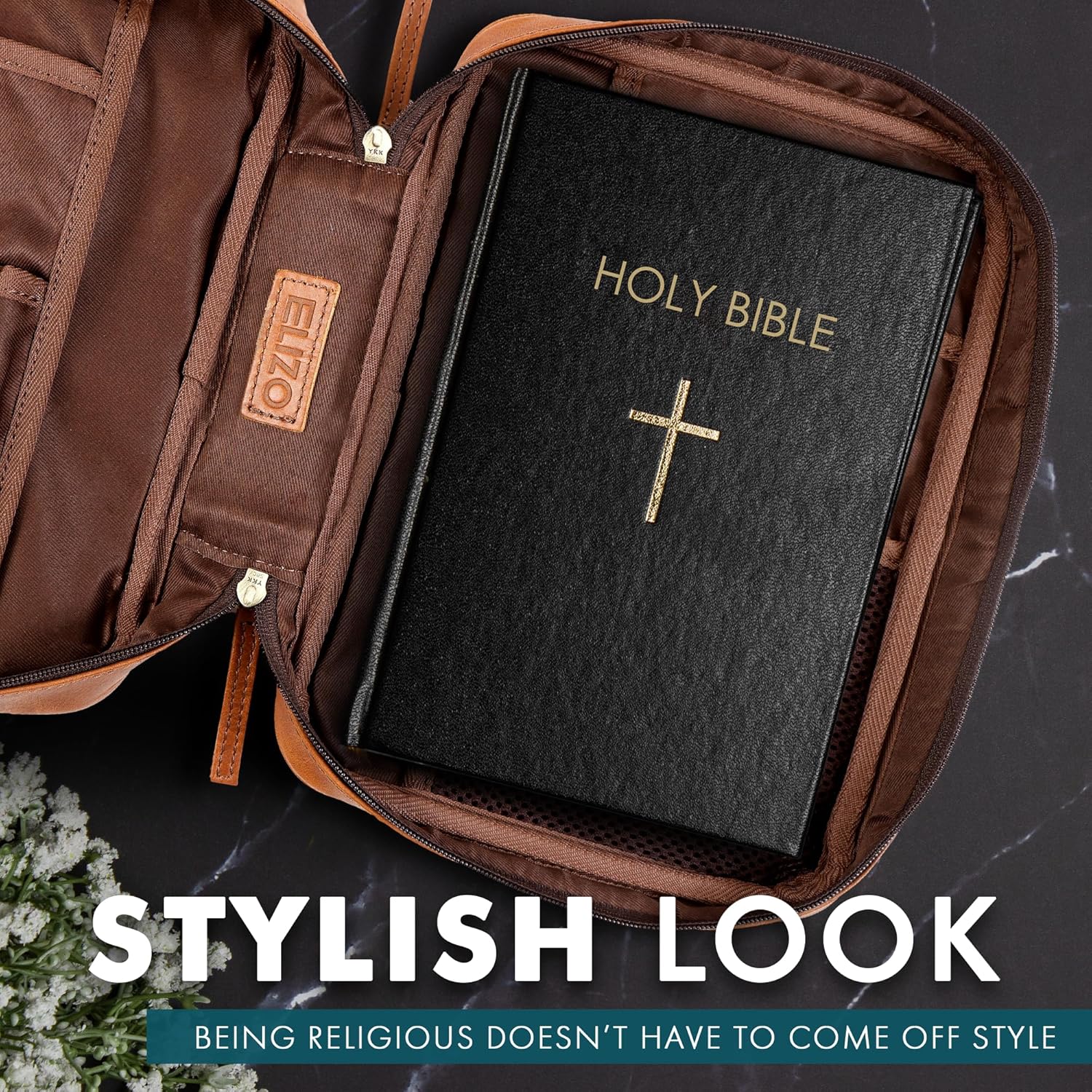 Study Leather Bible Case (Tan)