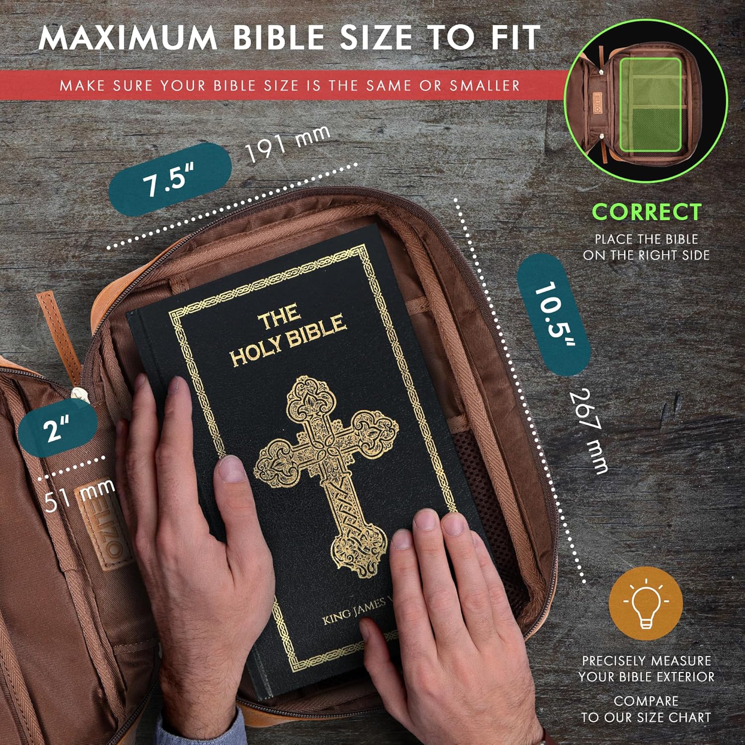 Study Leather Bible Case (Tan)