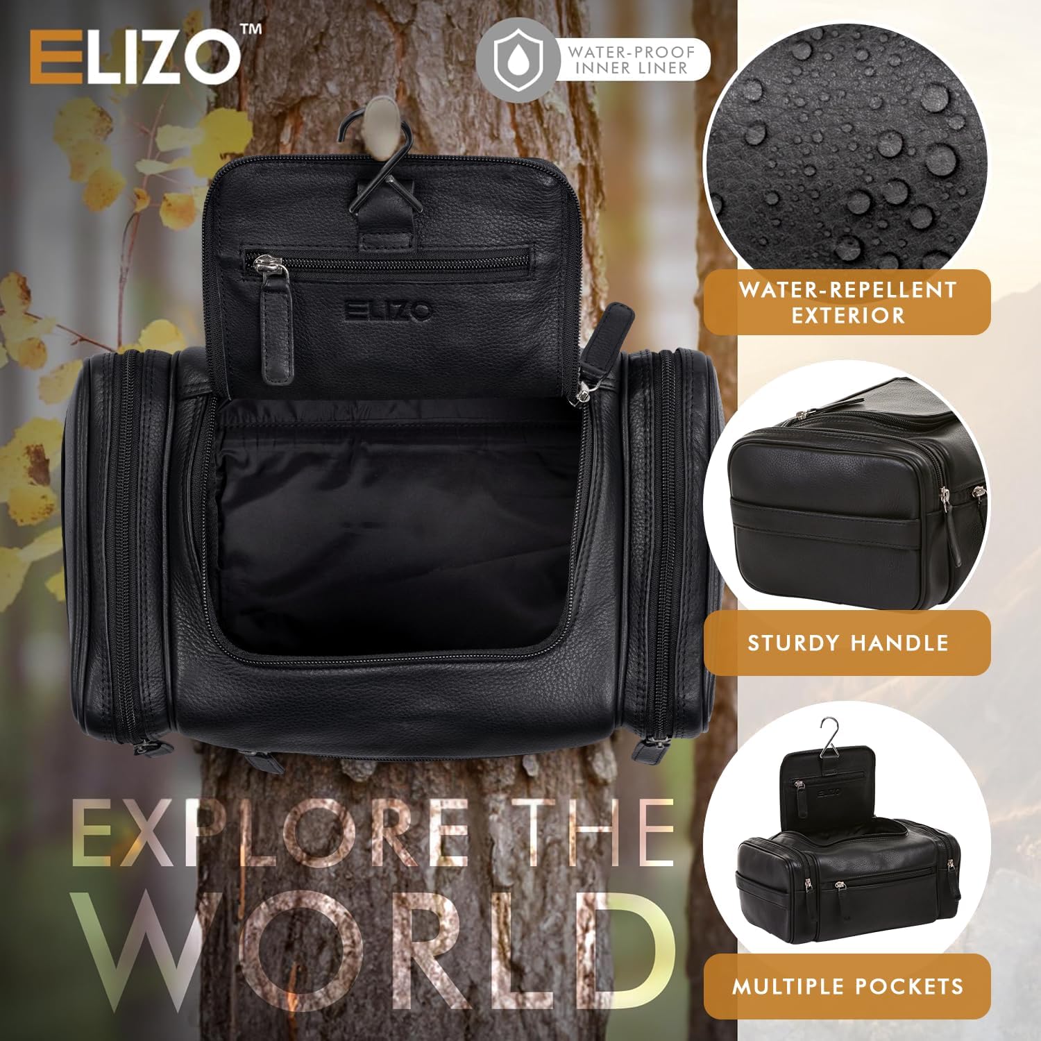 Leather Toiletry Bag (XLarge) (Black)
