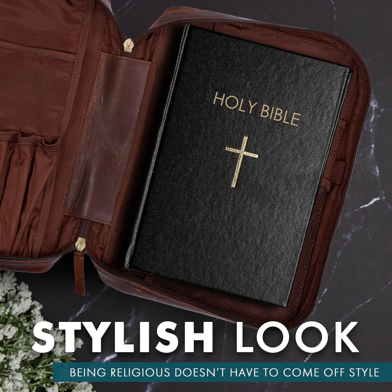 Study Leather Bible Case (Chestnut)