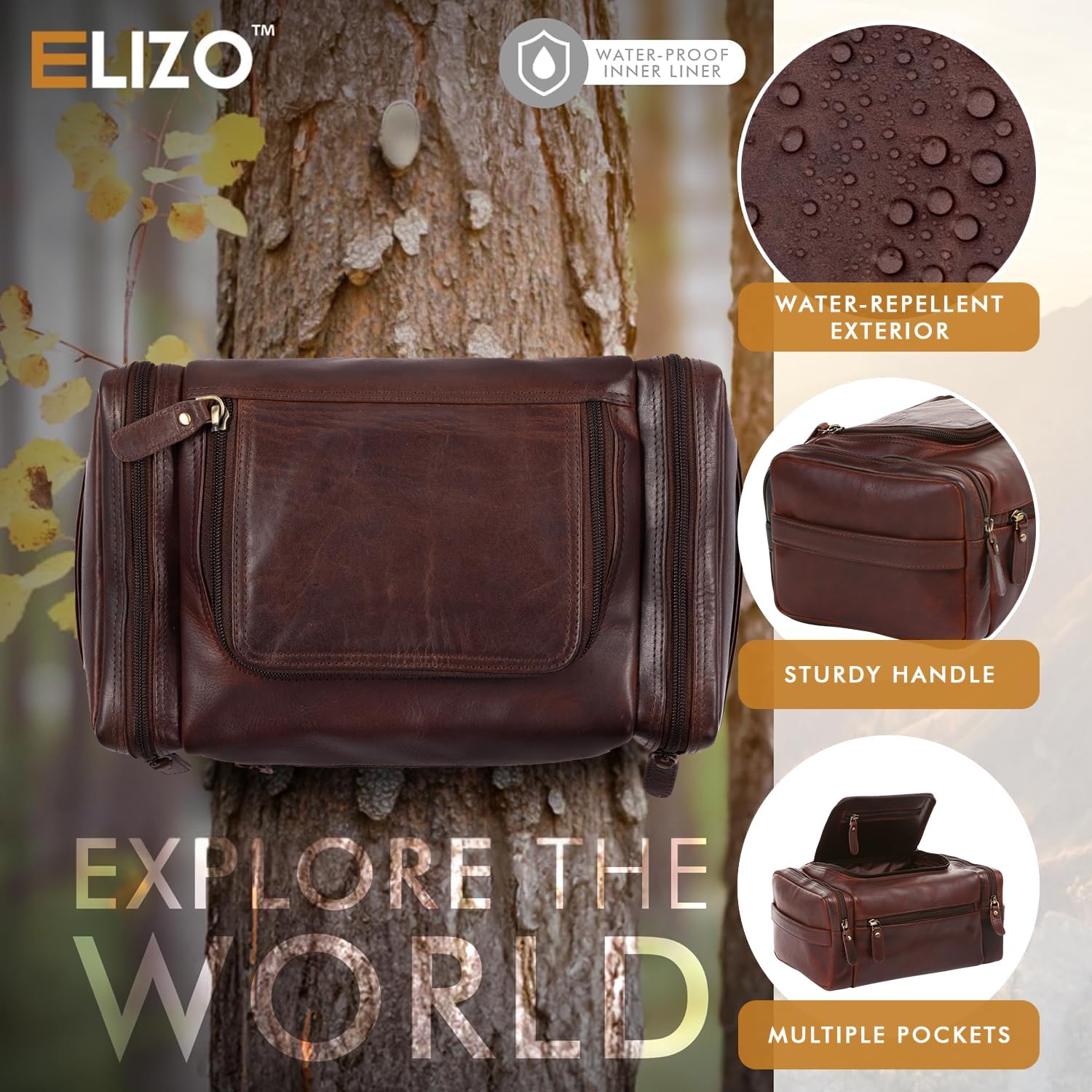 Leather Toiletry Bag (XLarge) (Chestnut)
