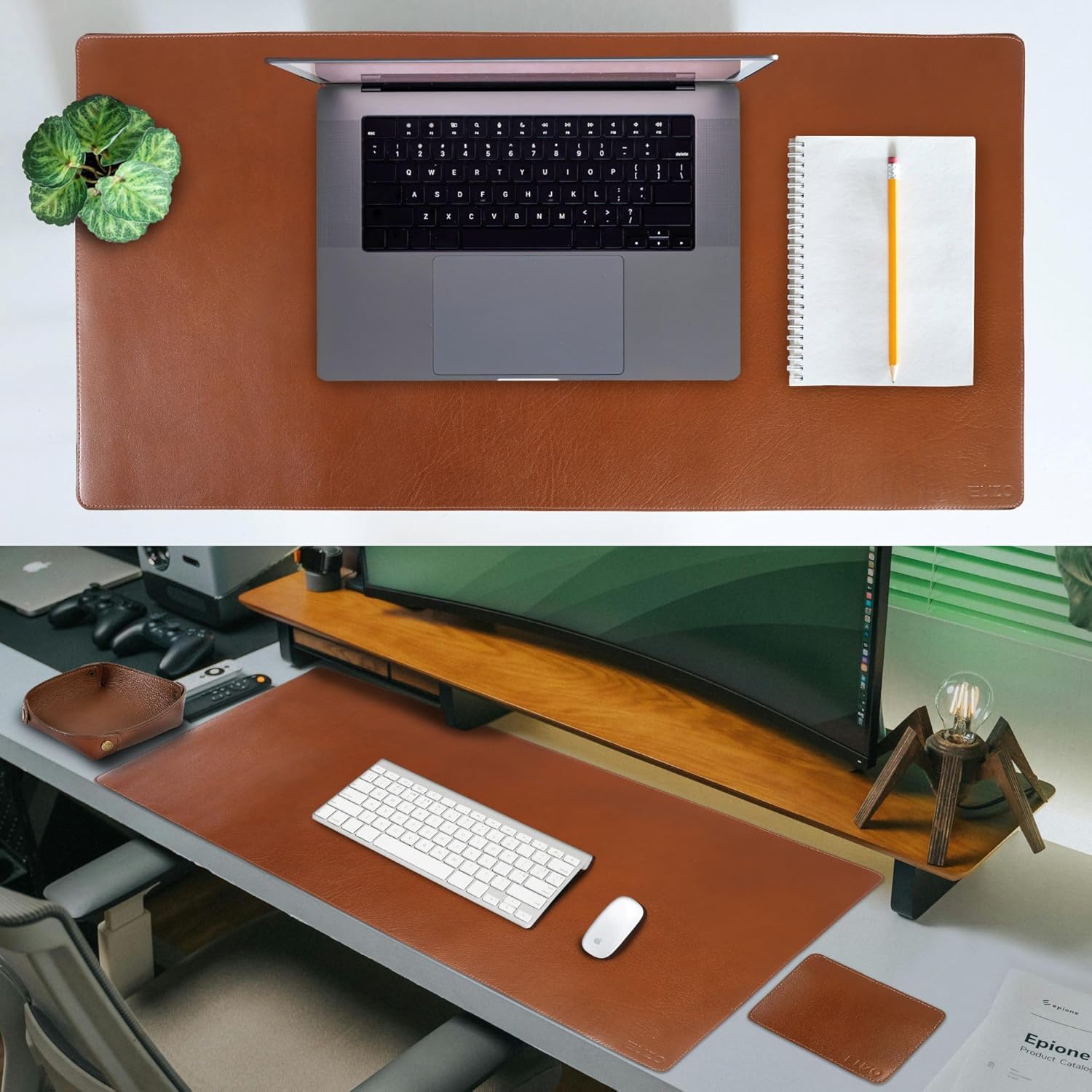 Leather Desk Mat Set (3mm) Double layer (Camel)