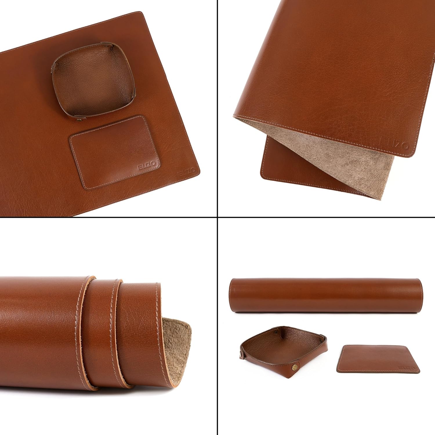 Leather Desk Mat Set (3mm) Double layer (Camel)