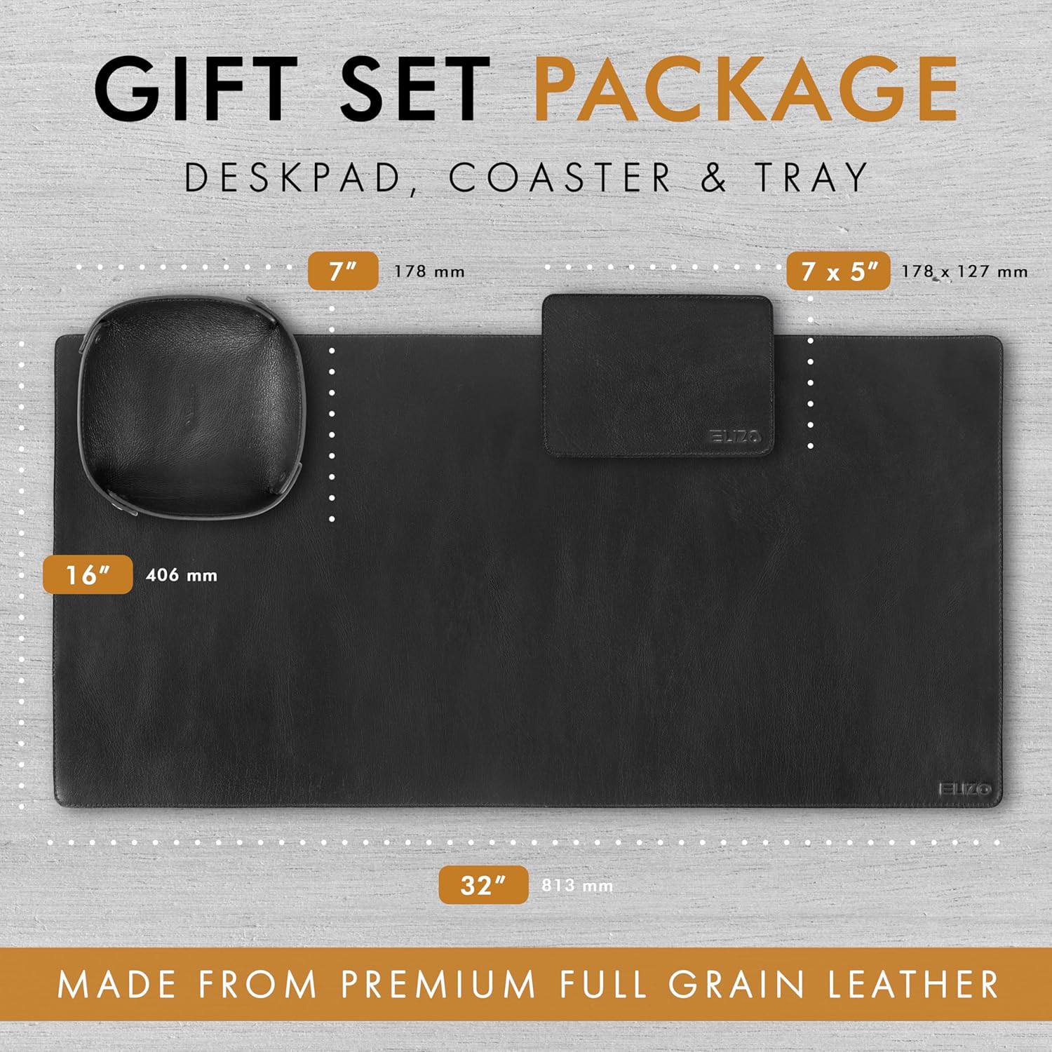 Leather Desk Mat Set (3mm) Double layer (Carbon)