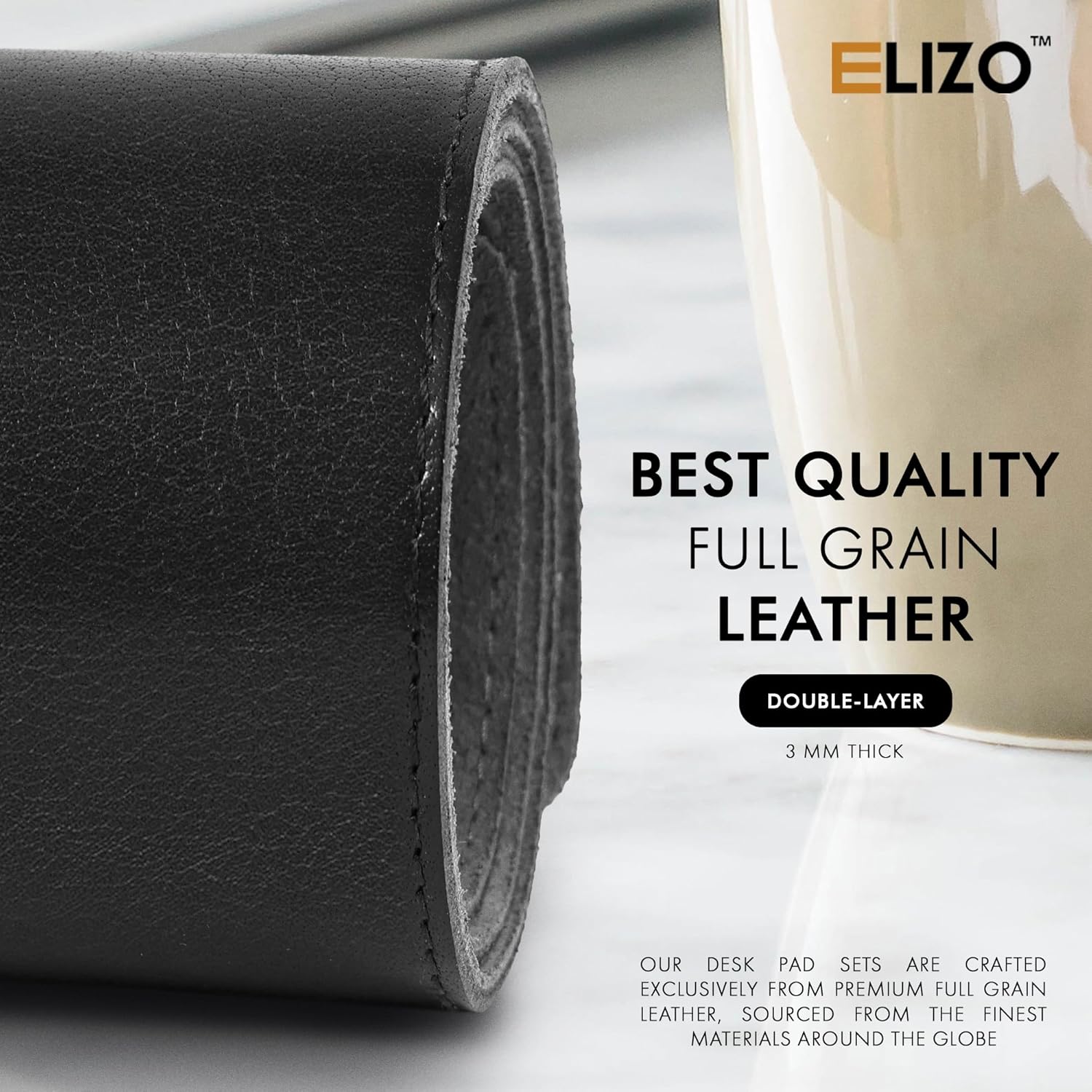 Leather Desk Mat Set (3mm) Double layer (Carbon)