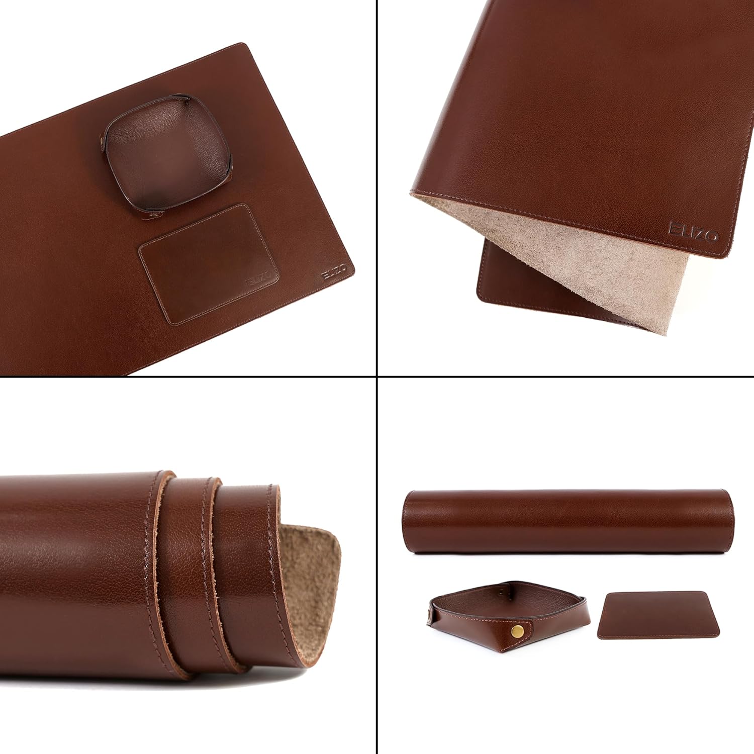 Leather Desk Mat Set (3mm) Double layer (Chestnut)
