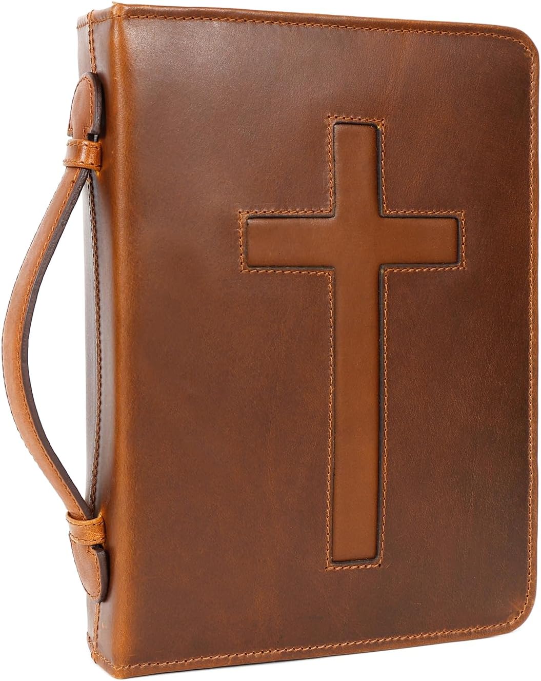 Study Leather Bible Case (Cognac/Tan)