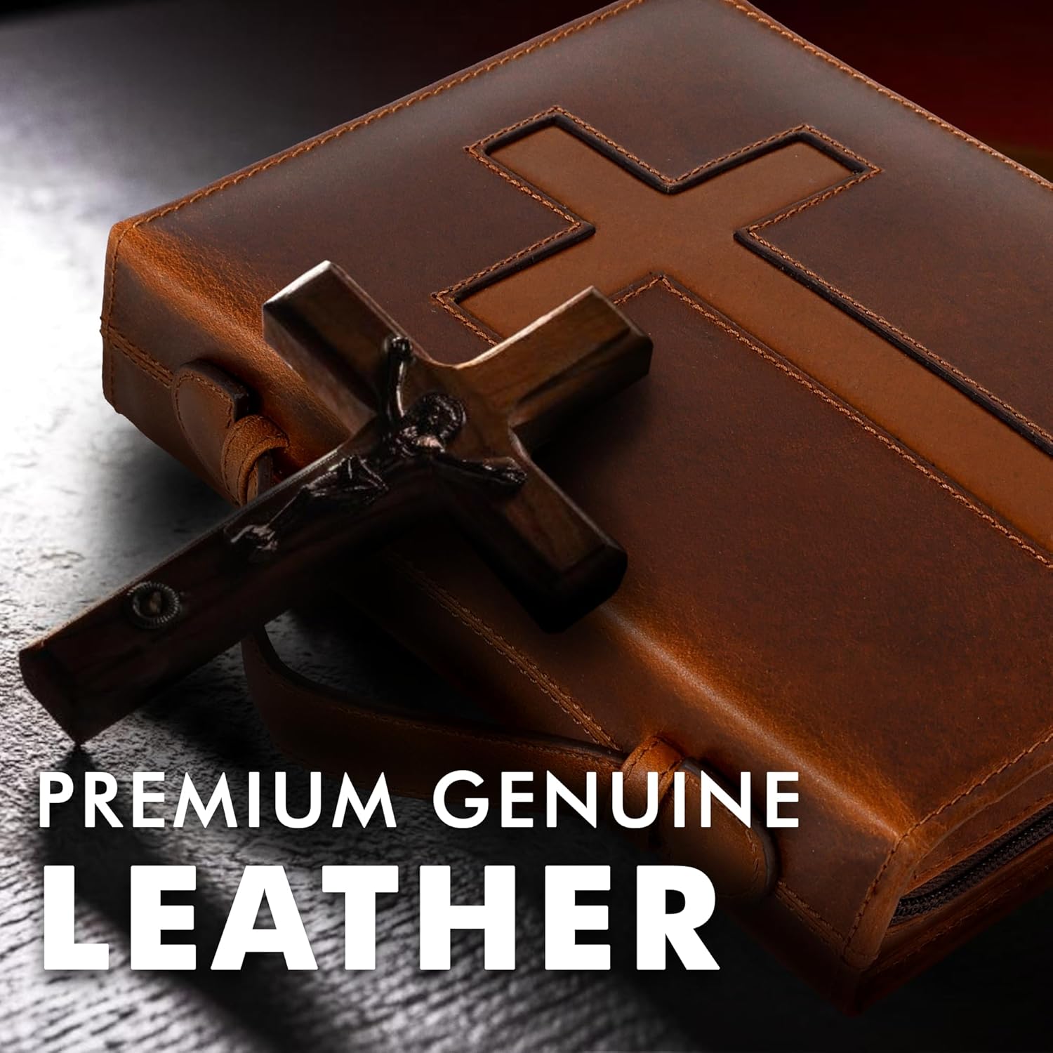 Small Leather Bible Case (Cognac/Tan)