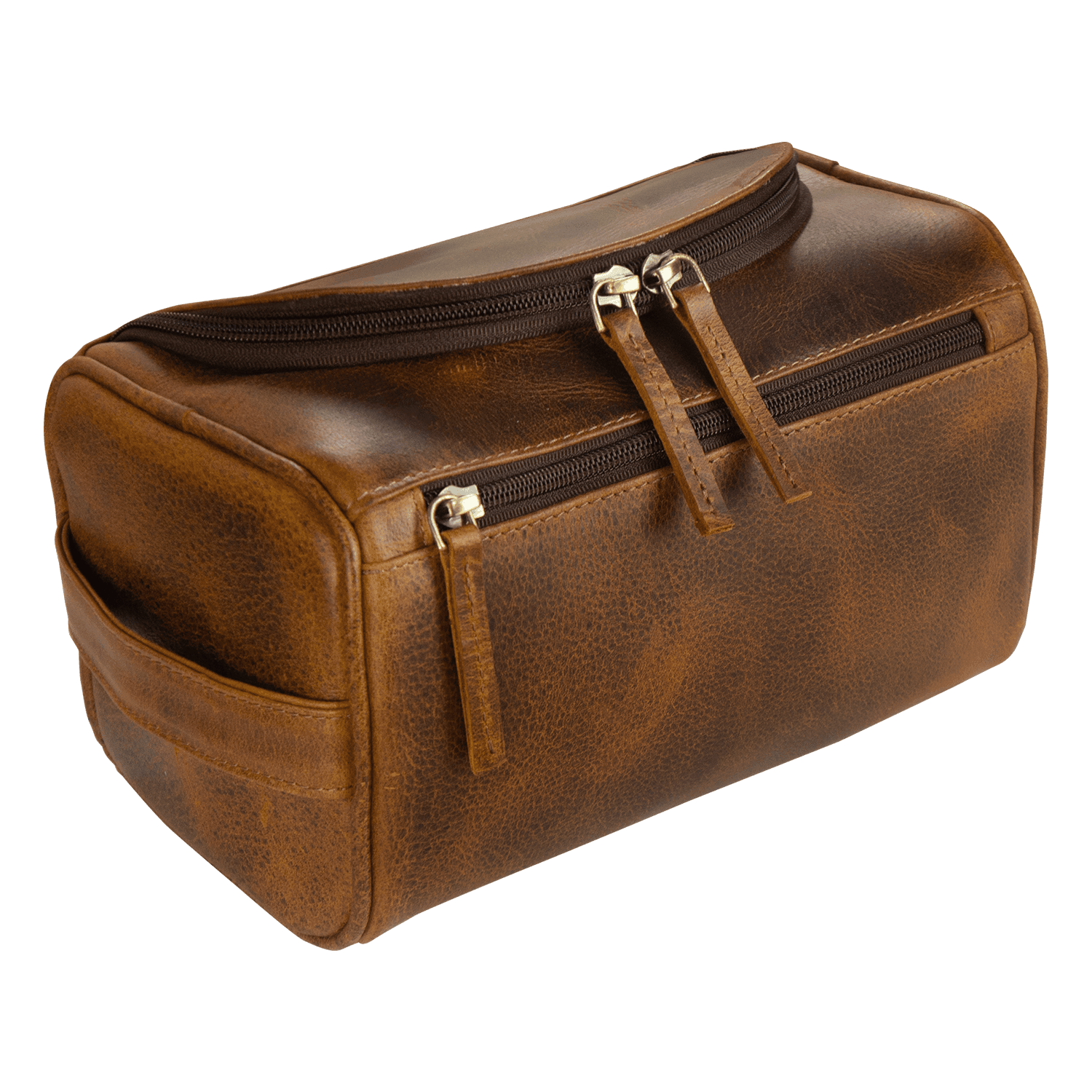 Large Leather Toiletry Bag Dopp Kit Antique - Elizo