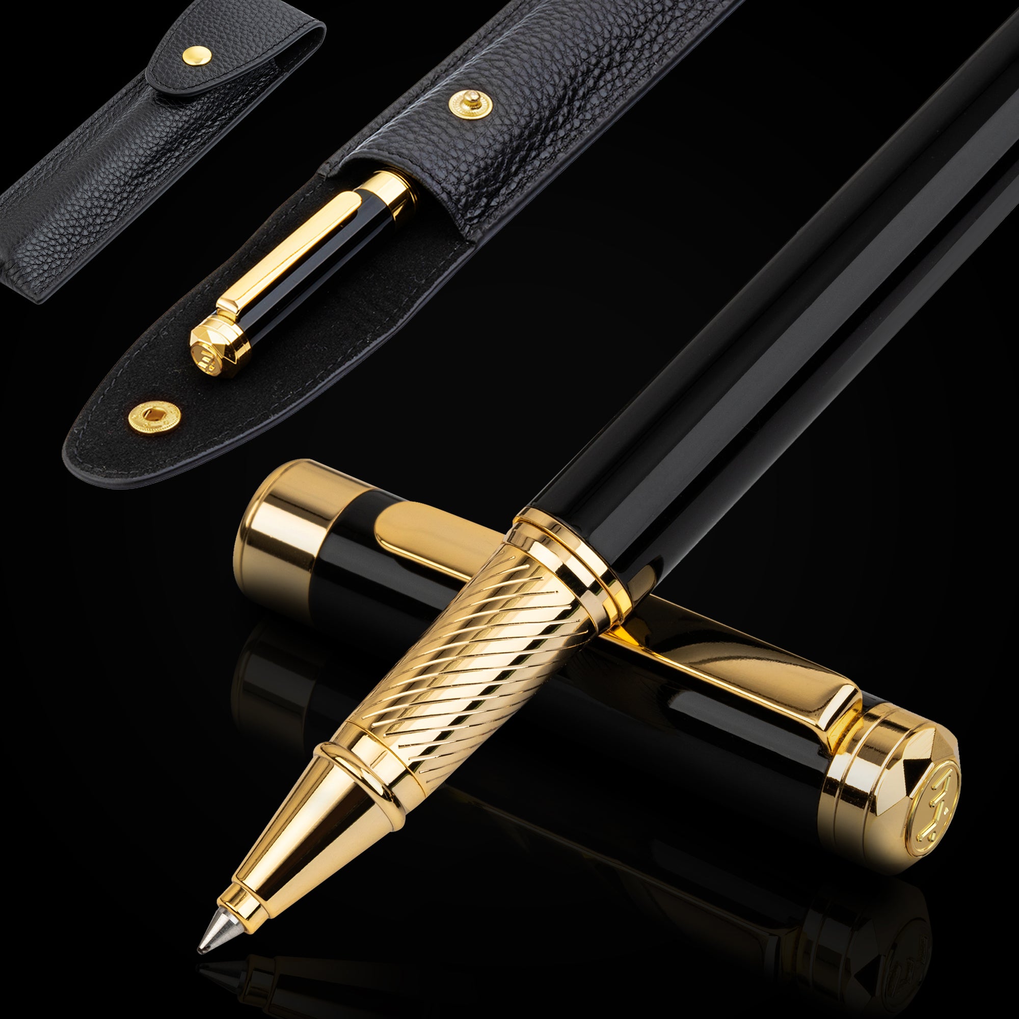 Luxury Crown Pen - Black & 24k Gold