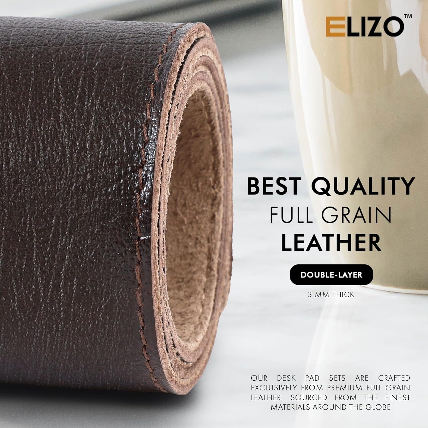 Leather Desk Mat Set (3mm) Double layer (Espresso)