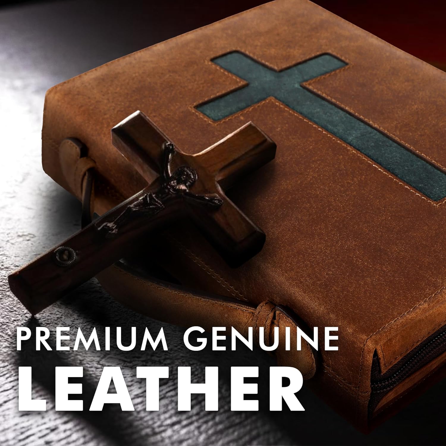 Study Leather Bible Case (Saddle Green)
