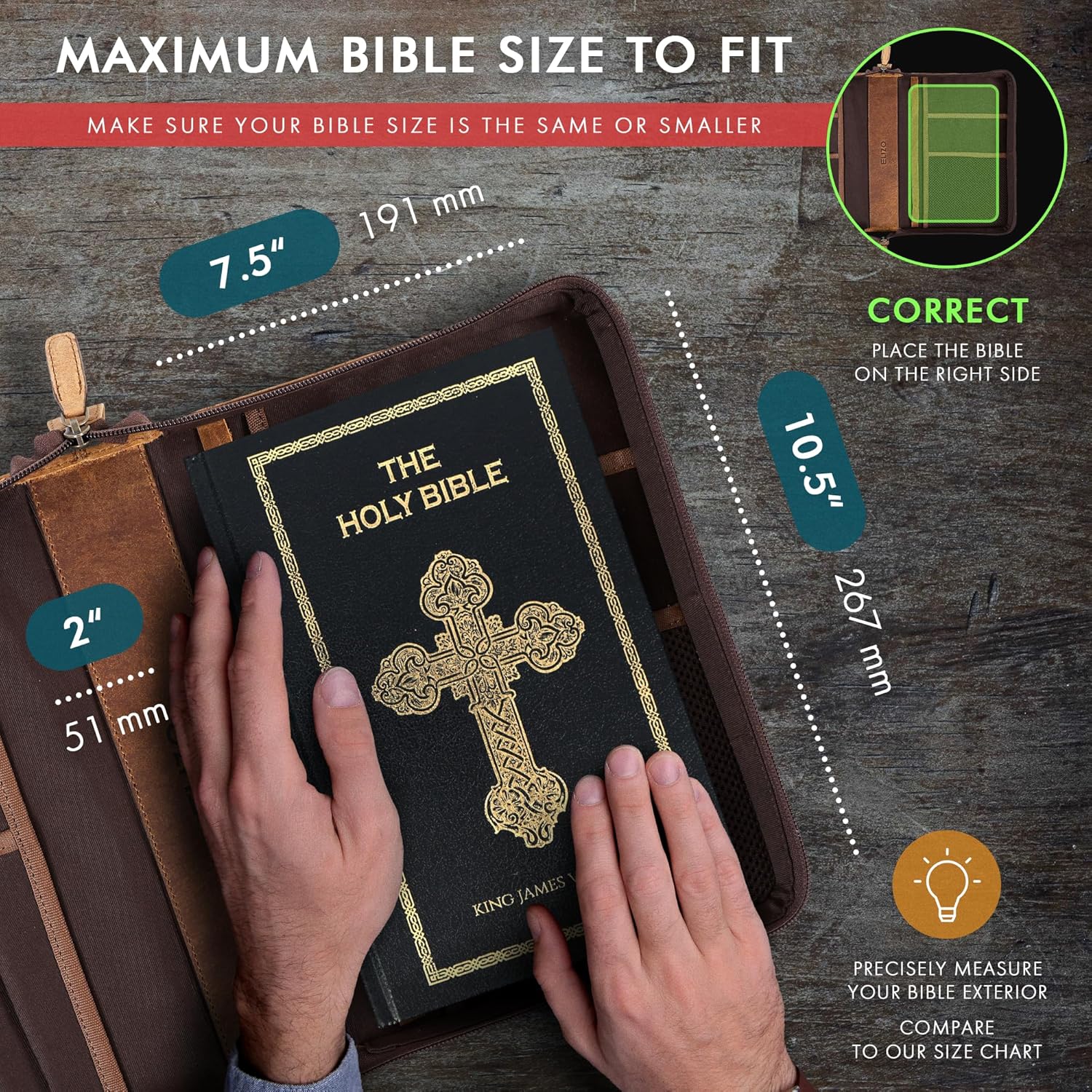 Study Leather Bible Case (Saddle Green)