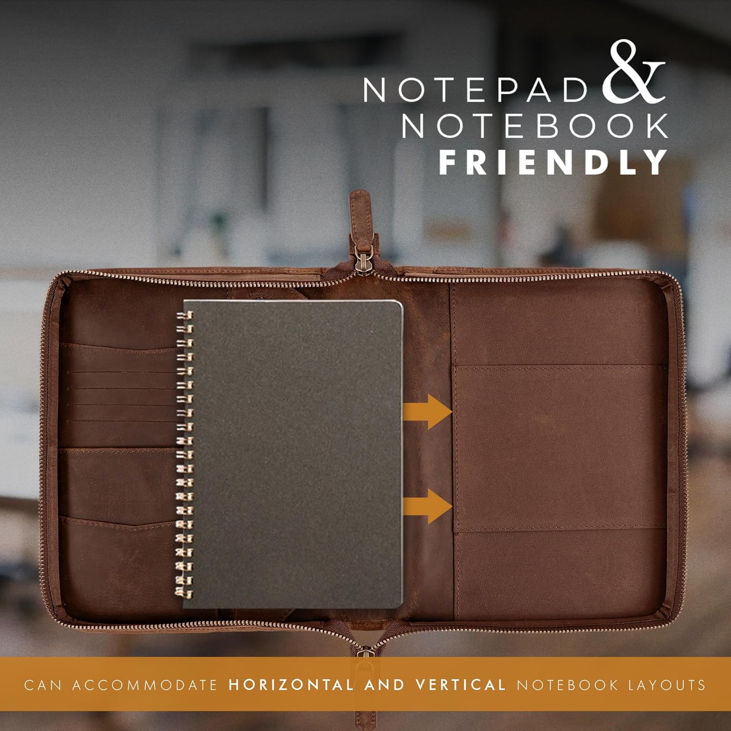 A5 Leather Portfolio & Notebook Cover (Grizzly)