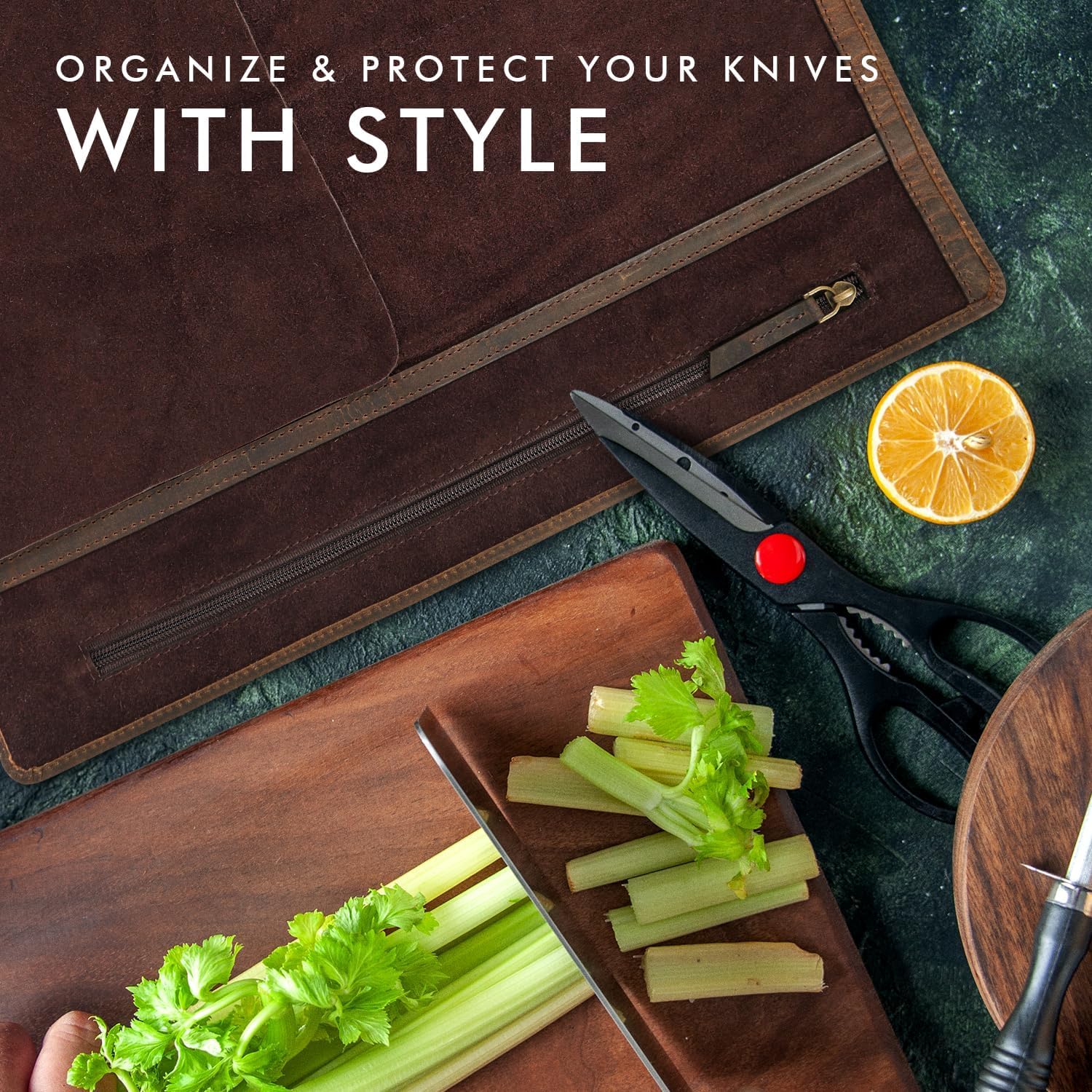 Leather Knife Roll for Chefs - Protectors Sleeve (IronWood)