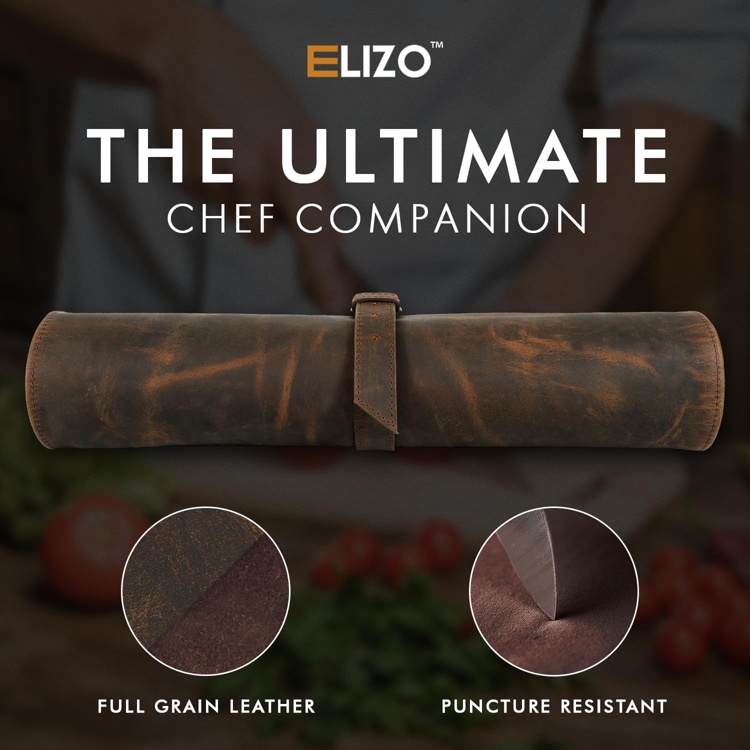 Leather Knife Roll for Chefs - Protectors Sleeve (IronWood)