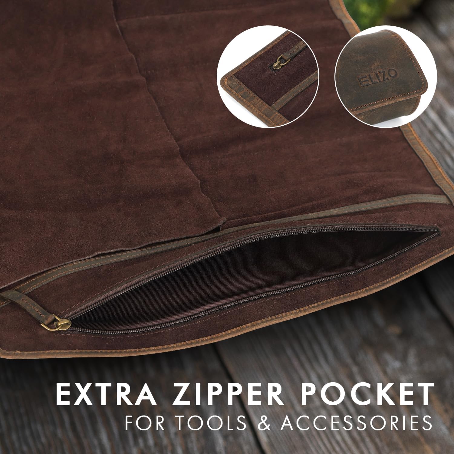 Leather Knife Roll for Chefs - Protectors Sleeve (IronWood)