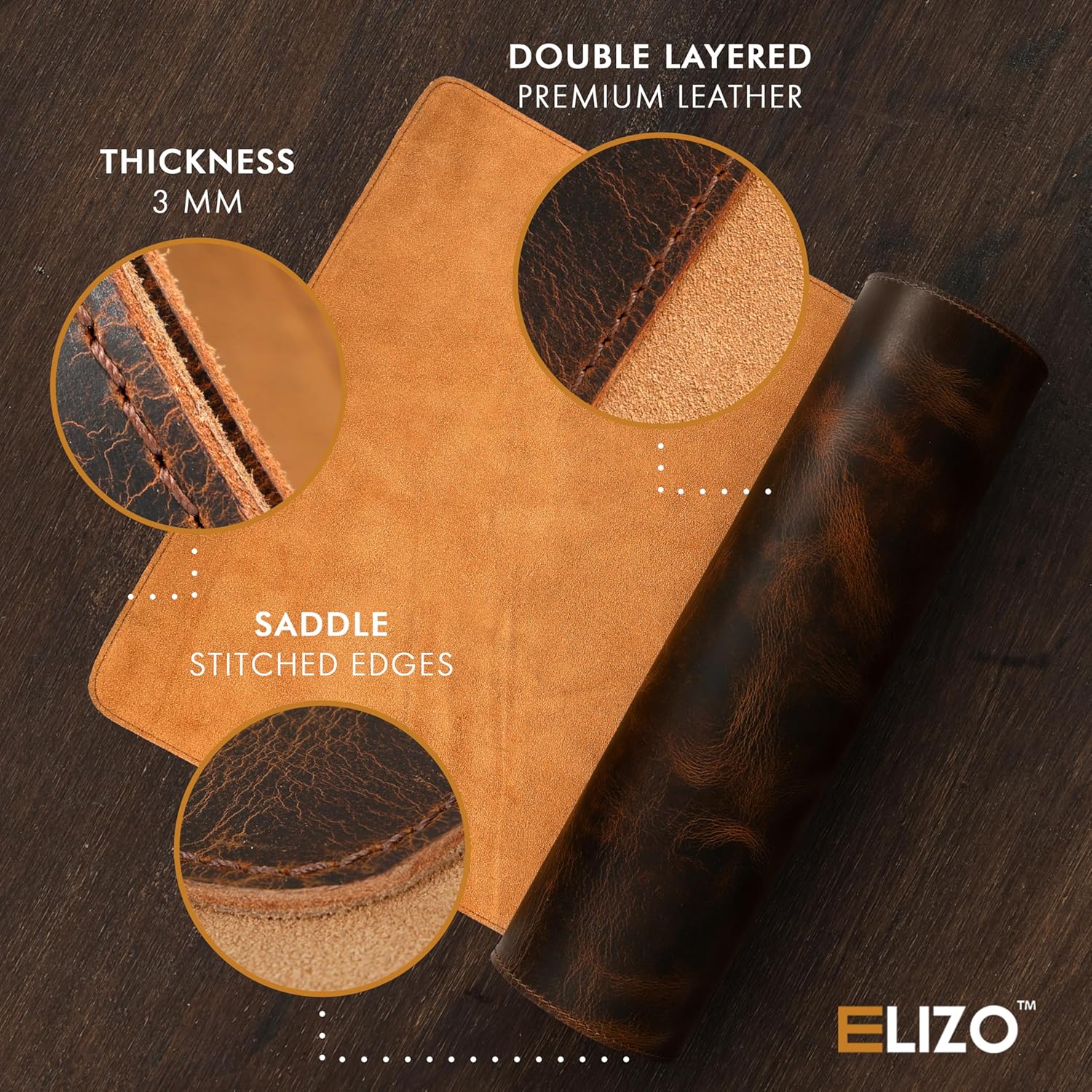 Leather Desk Mat Set (3mm) Double layer (Hickory)