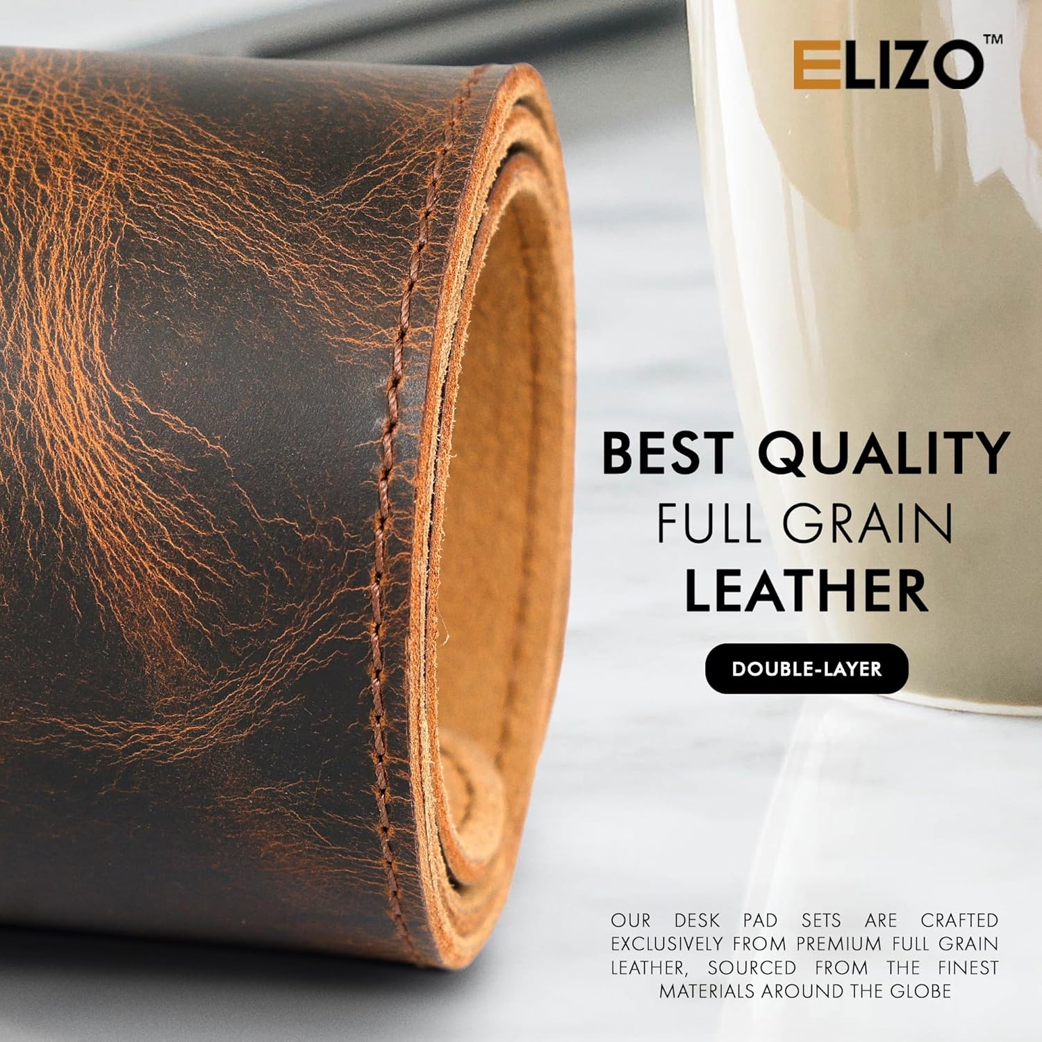 Leather Desk Mat Set (3mm) Double layer (Hickory)