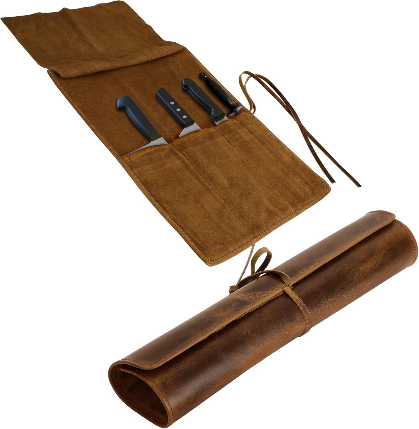 Full Grain Leather Knife Roll for Chefs - Classic