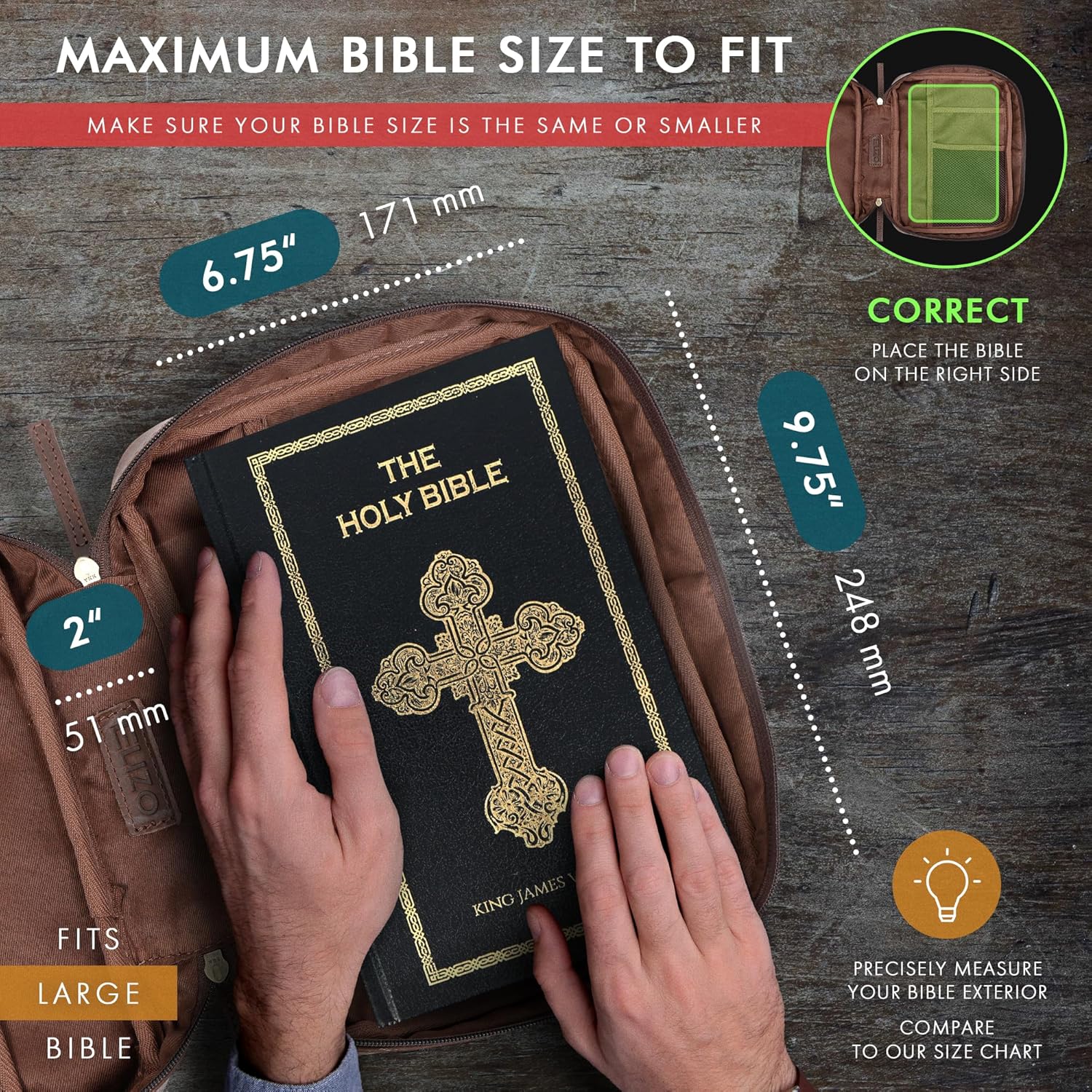 Large Leather Bible Case (Bourbon)